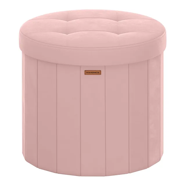 Songmics Mazie ULSF606R01 Pouf Rotondo Rosa Contenitore