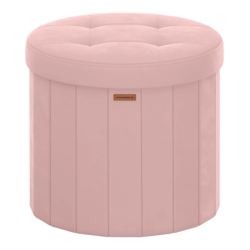 Songmics Mazie ULSF606R01 Pouf Rotondo Rosa Contenitore