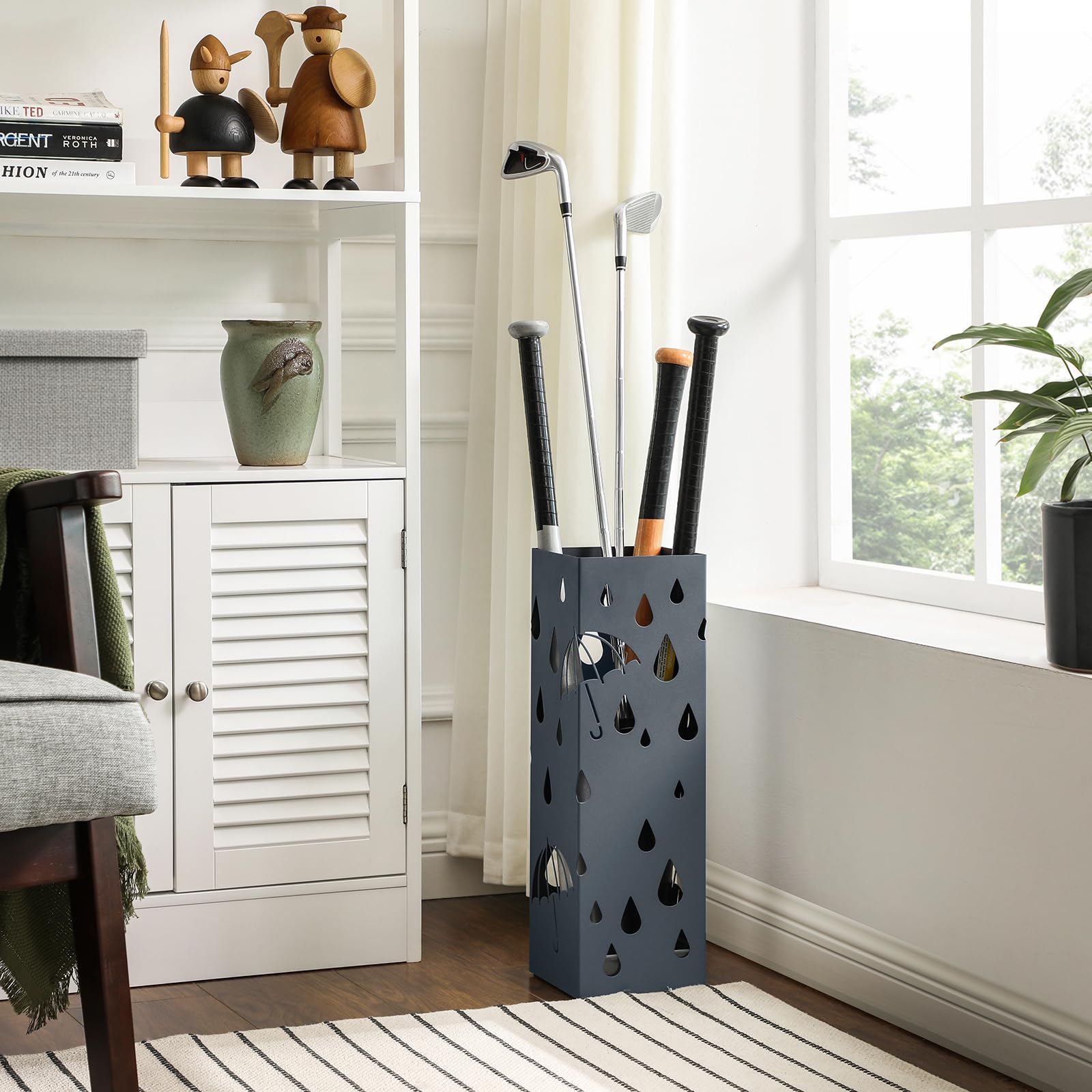 Songmics LUC049G01 portaombrelli metallo grigio 15,5x49 cm