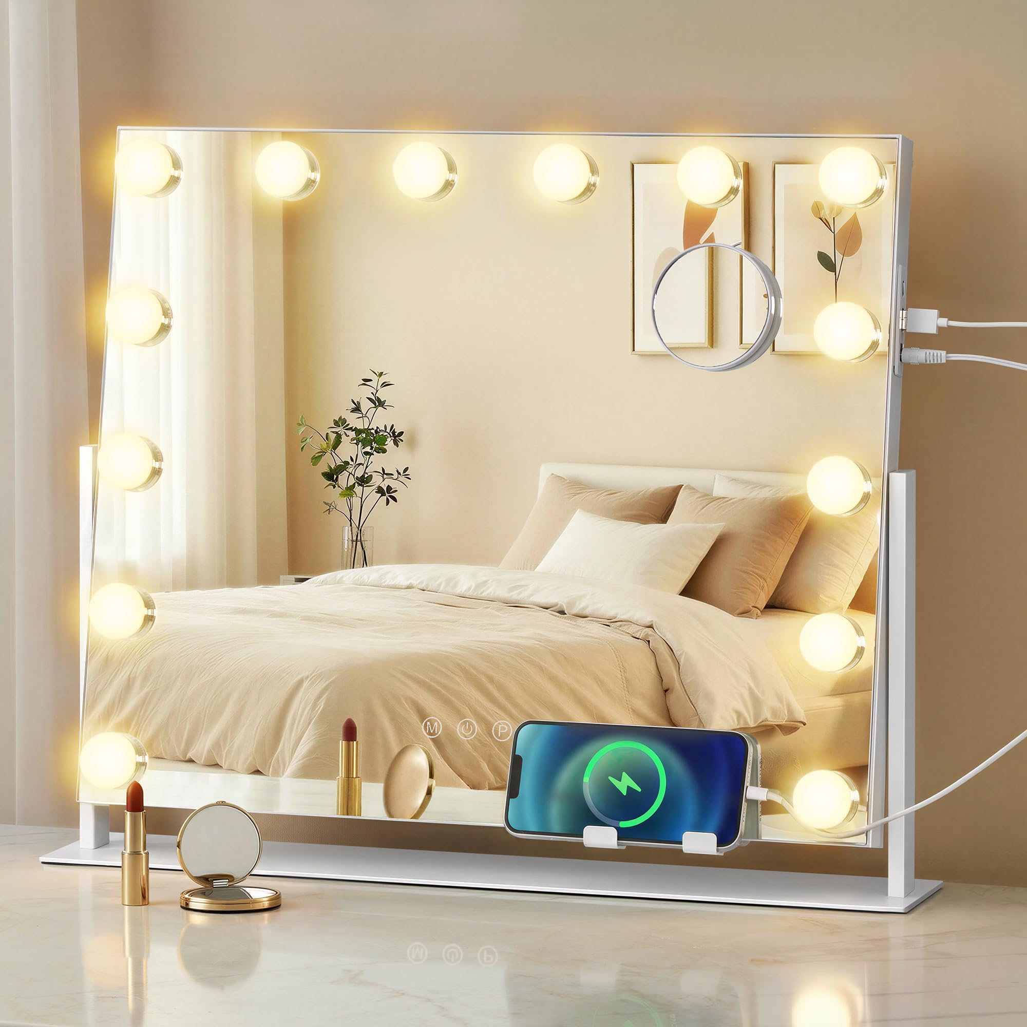 Songmics LWM001W02 specchio trucco con luci 43x58 cm bianco