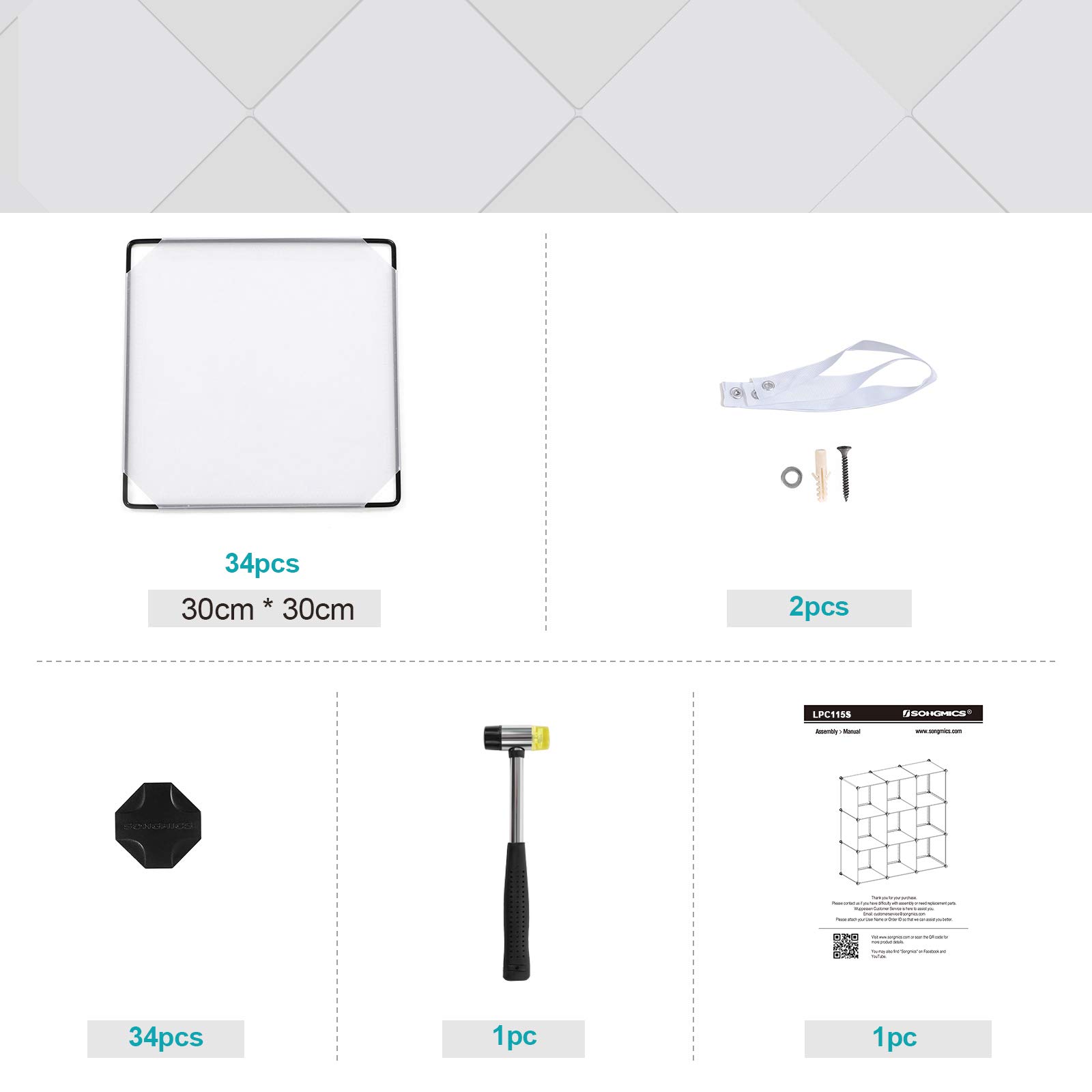 Songmics LPC115S armadio 9 cubi bianco