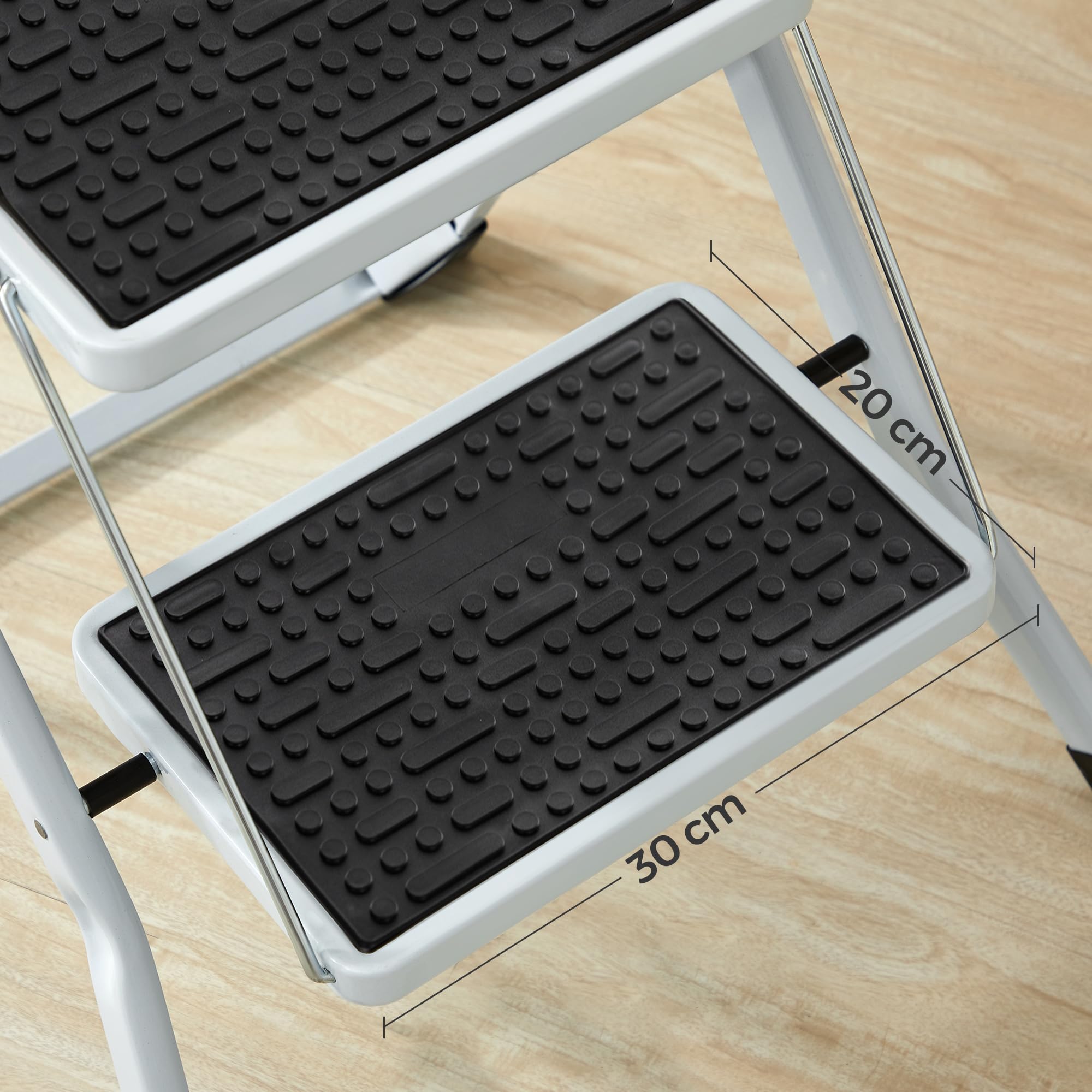 Songmics GSL02WT scaletta 2 gradini acciaio bianco nero