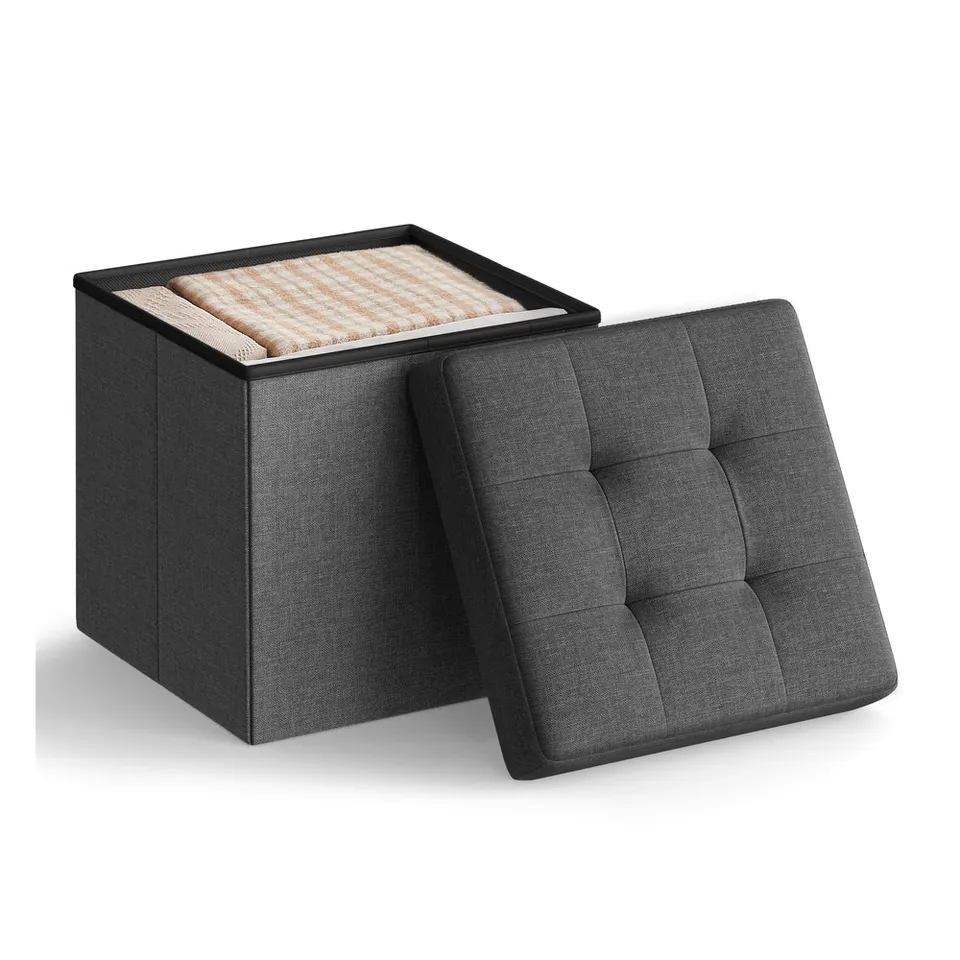 Songmics ULSF27Z Pouf Pieghevole Tessuto Grigio Scuro 300 kg