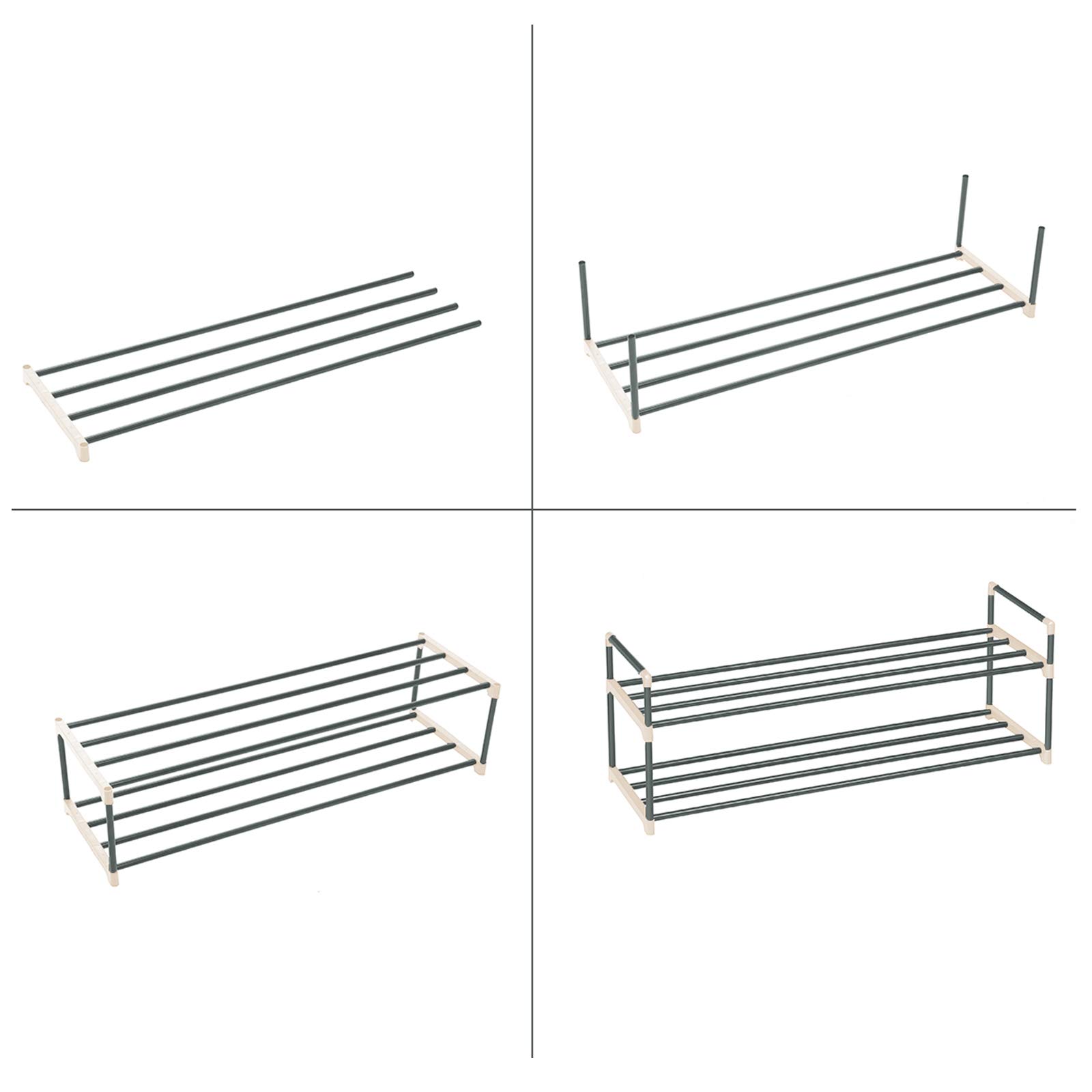 Songmics LSA12GY scarpiera 2 ripiani grigia 92x30x33 cm