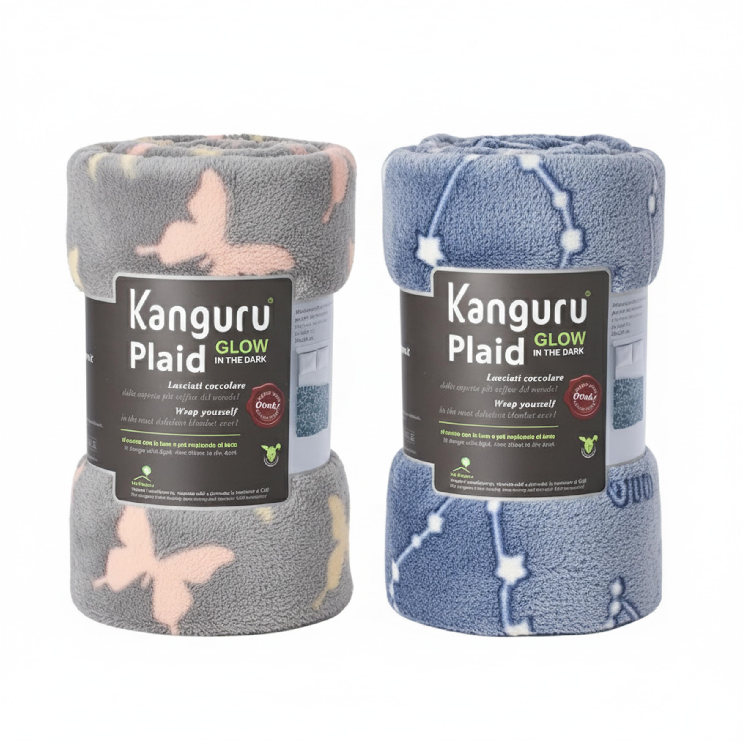 Lavatelli Kanguru Pigiama Party Kit Plaid 130x150 cm 2 Pezzi