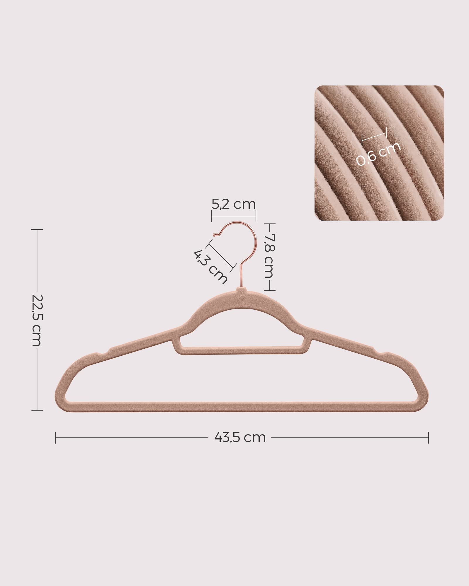 SONGMICS CRF020LB20 Grucce Velluto Marrone 20 Pezzi 43,5 cm