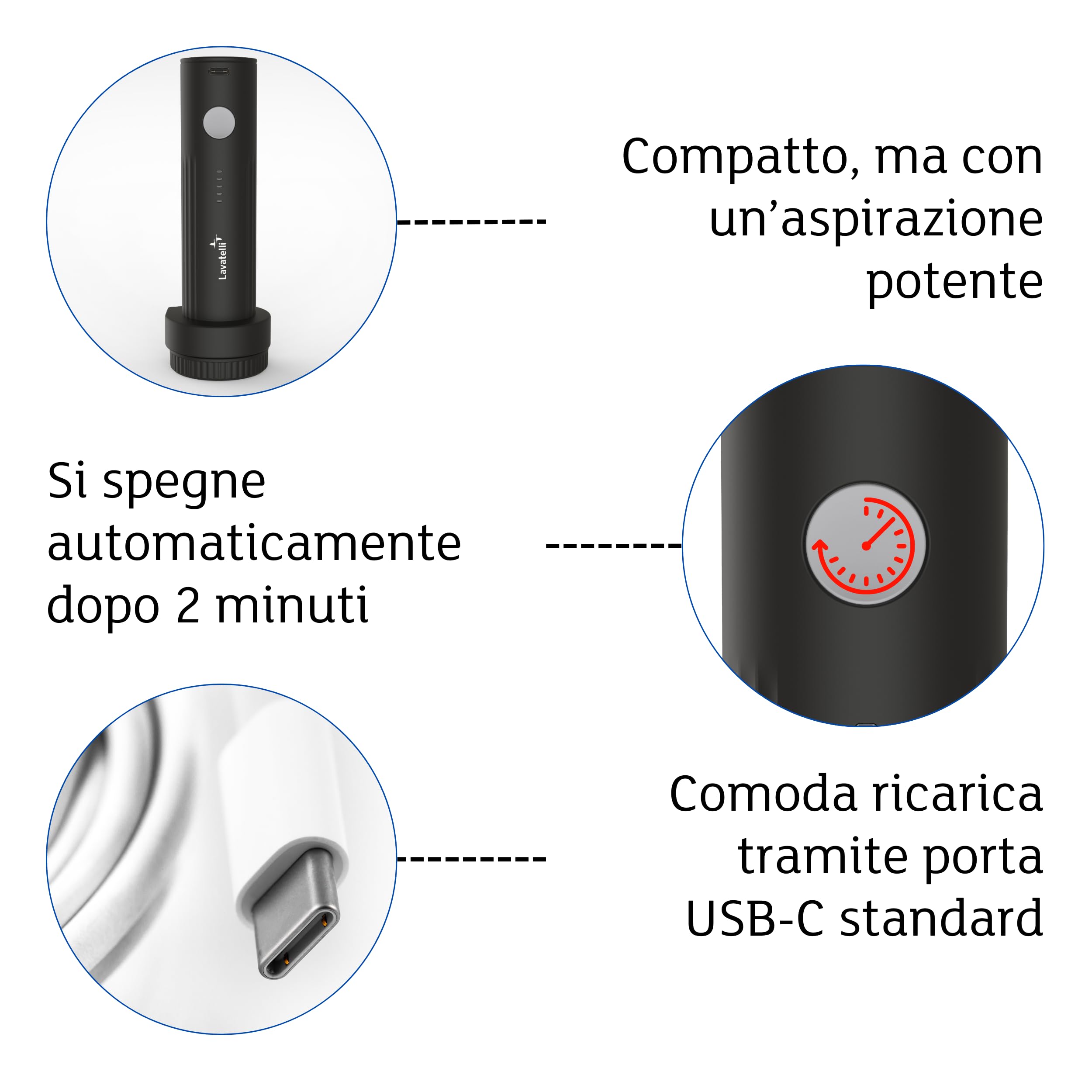 Lavatelli Vac-U-Pump pompa sottovuoto USB-C viaggio