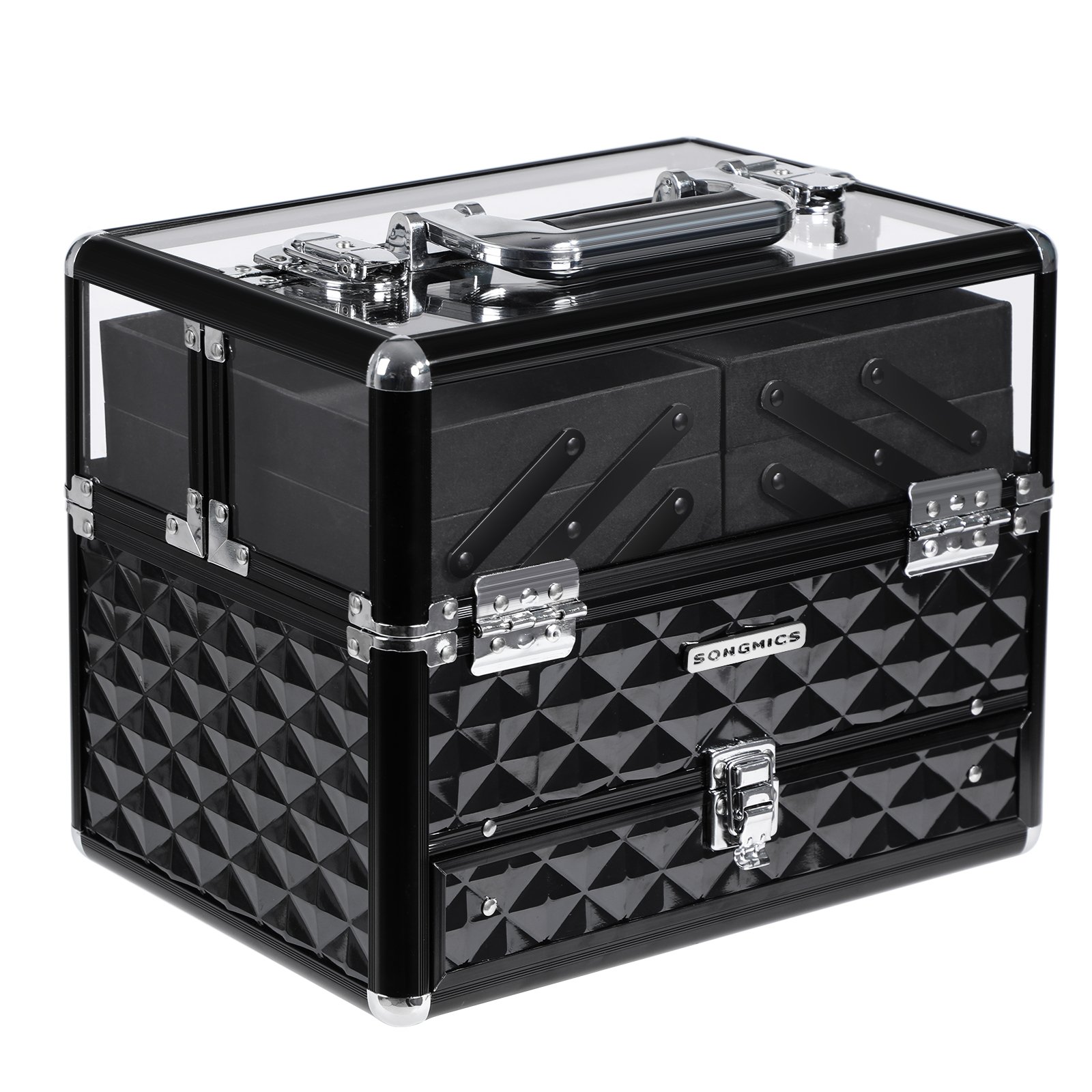Songmics JBC318B Beauty Case Valigetta Trucco Nero Alluminio