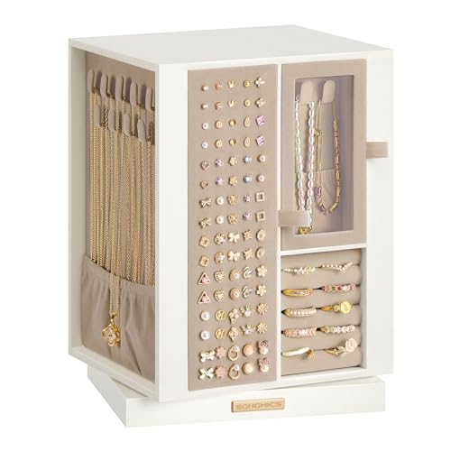 Songmics JBC211WD01 portagioie girevole bianco crema 4 cassetti