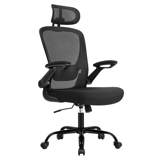 Songmics OBN047B01 sedia ufficio nera poggiatesta 53 cm