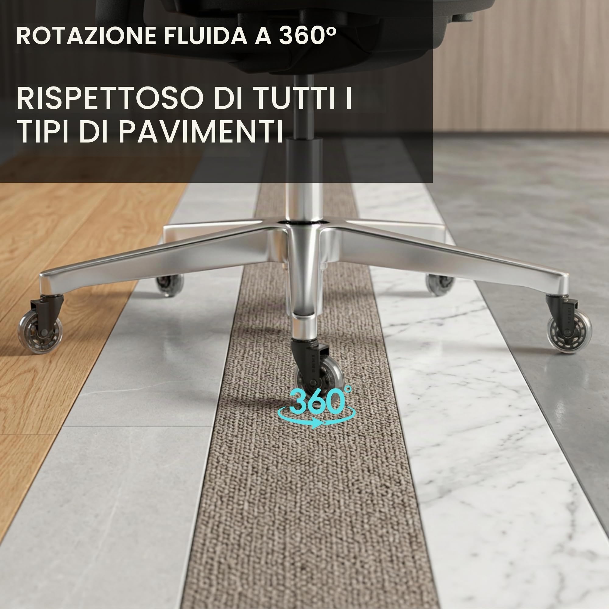Ediesi ruote sedia ufficio silicone 5 pezzi 11 mm silenziose