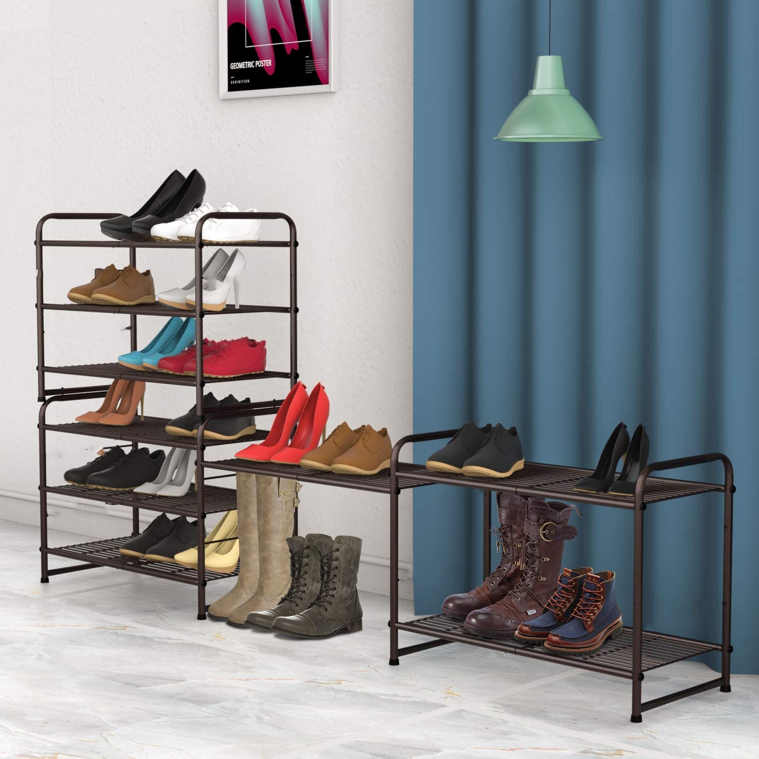 Simple Trending Scarpiera 3 Ripiani 68x29x50 cm Bronzo Metallo