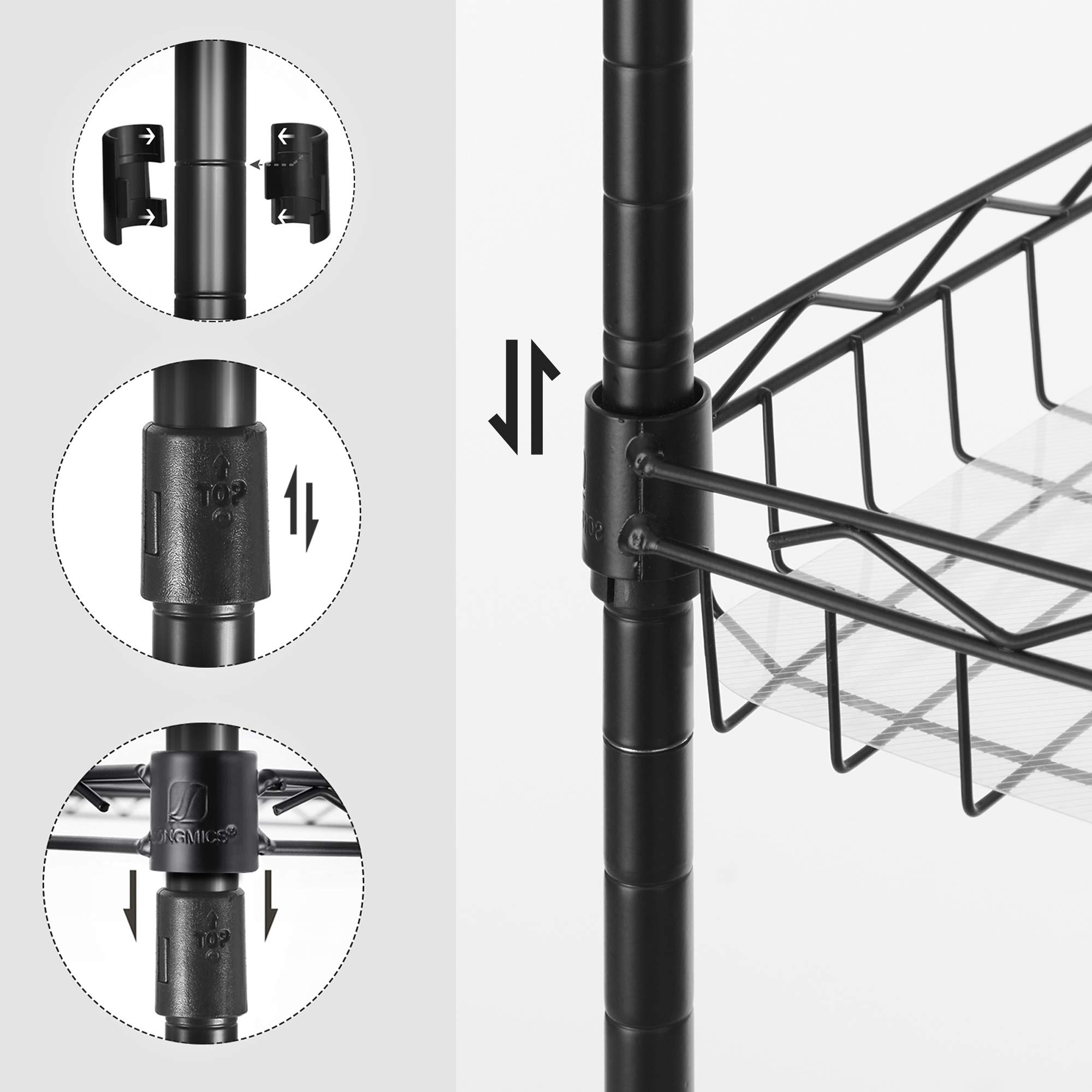 Songmics LGR105B01 Scaffale Metallo Nero 5 Ripiani Regolabili
