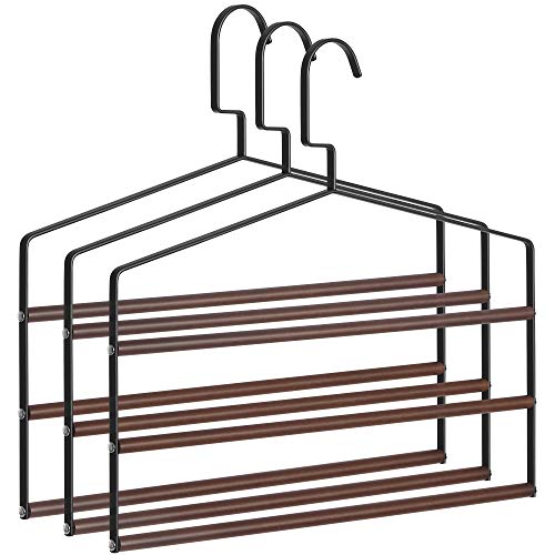 Songmics CRI049B01 Grucce Pantaloni Multiple Set 3 Legno Nero