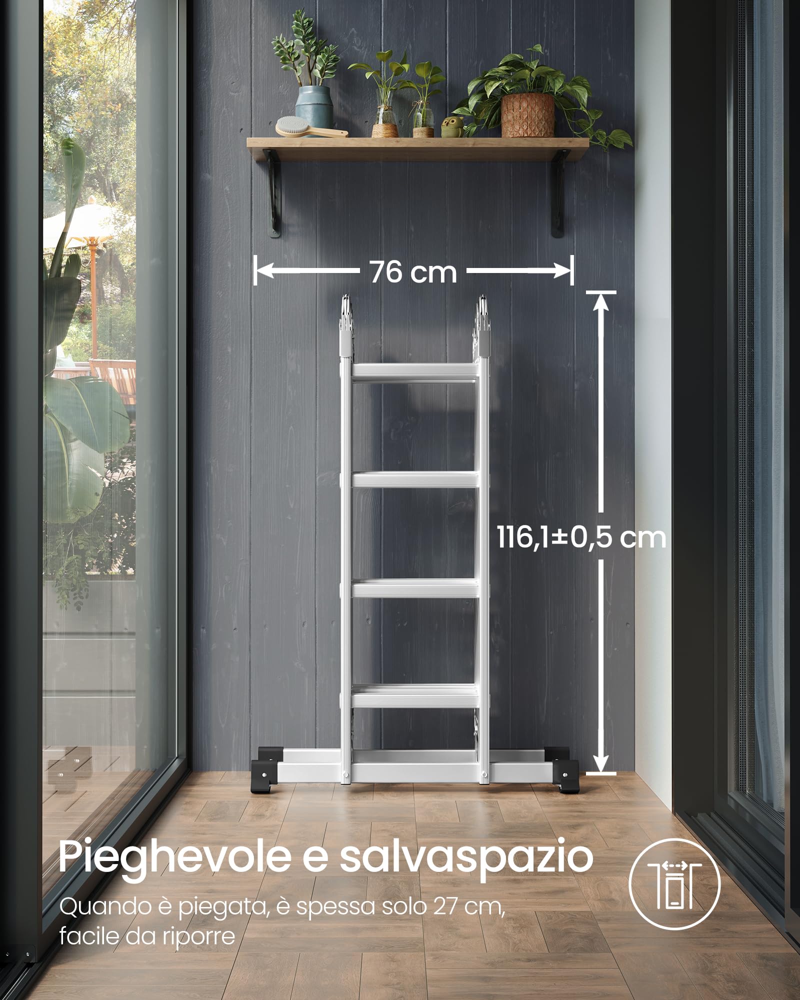 Songmics GLT046E01 scala multifunzione alluminio 4x4 argento