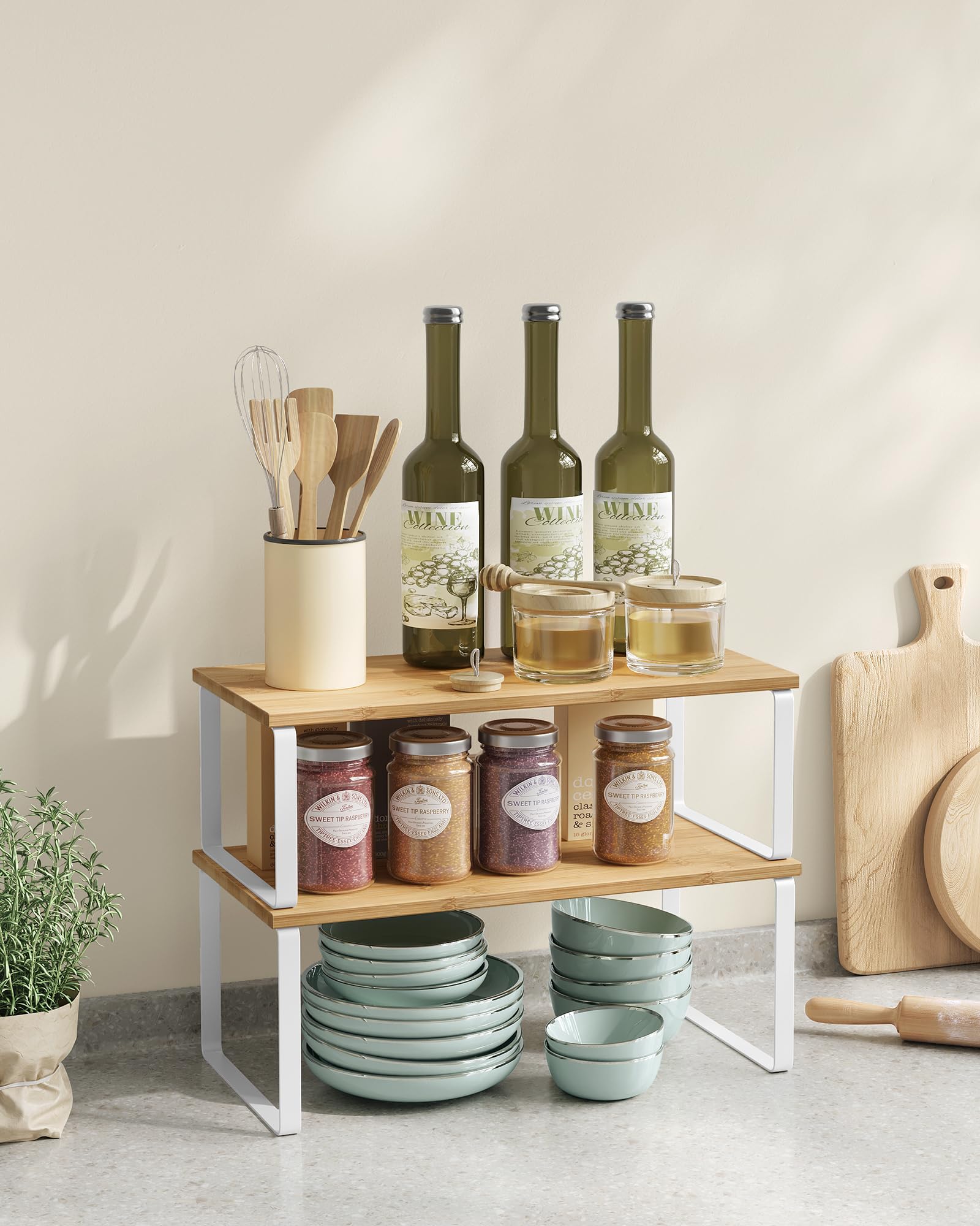 Songmics KCS210W01 set 4 scaffali cucina bianco beige impilabili