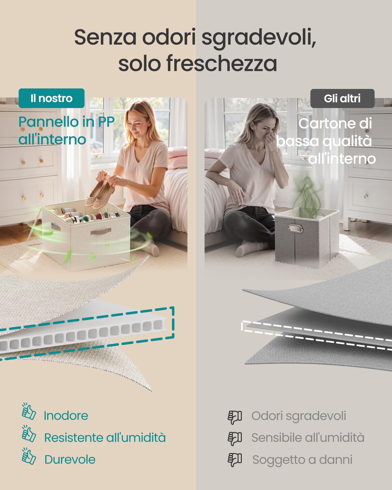 Songmics LSP621LH01 organizer scarpe 16 paia beige cappuccino