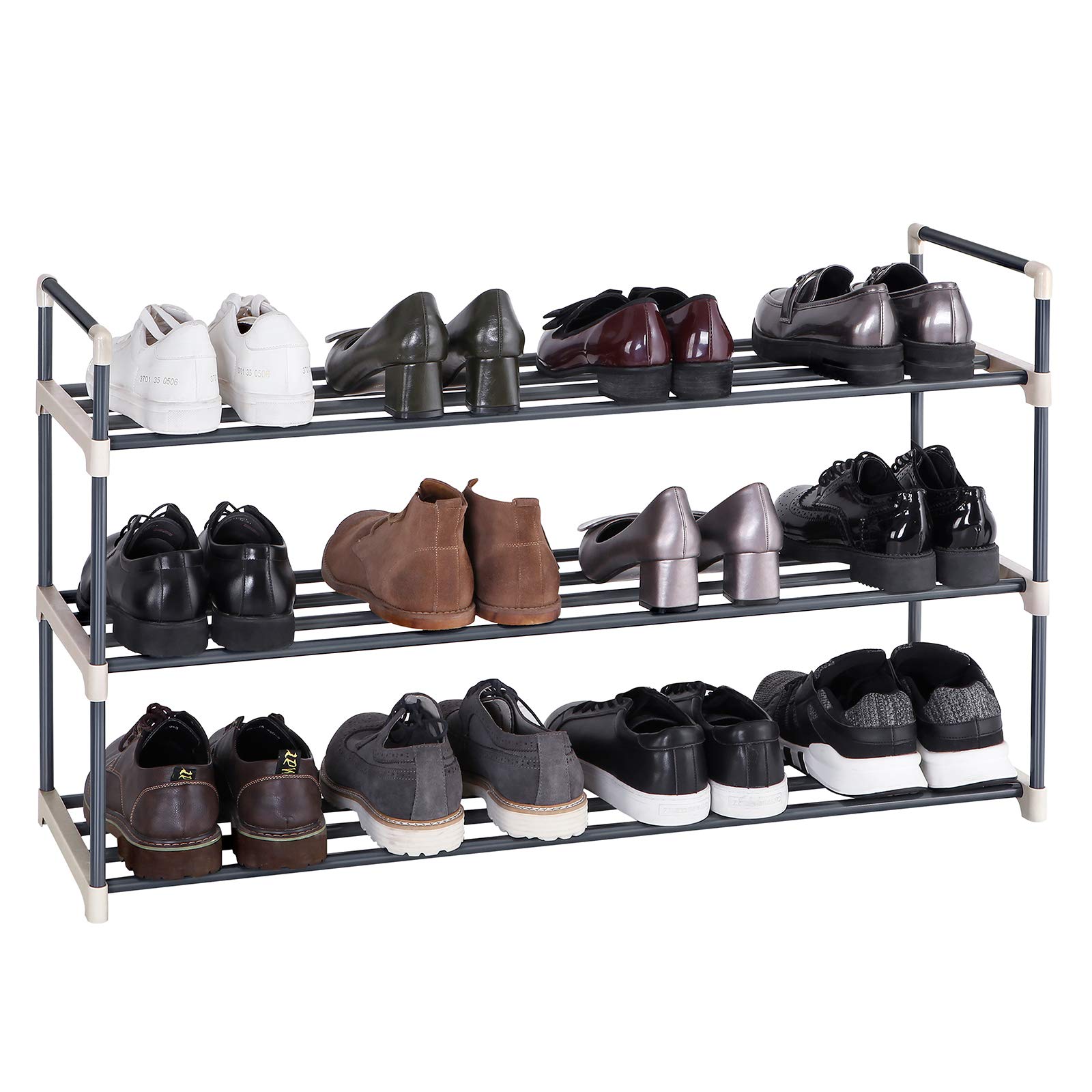 Songmics LSA13G Scarpiera 3 Ripiani Grigia 15 Paia 92x30x54 cm