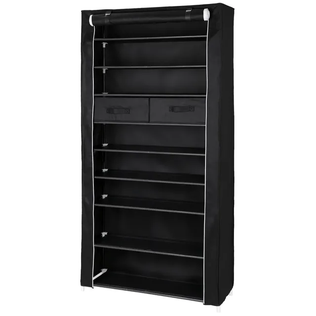 Songmics RXA10H scarpiera 10 ripiani nero 88x28x175 cm antipolvere