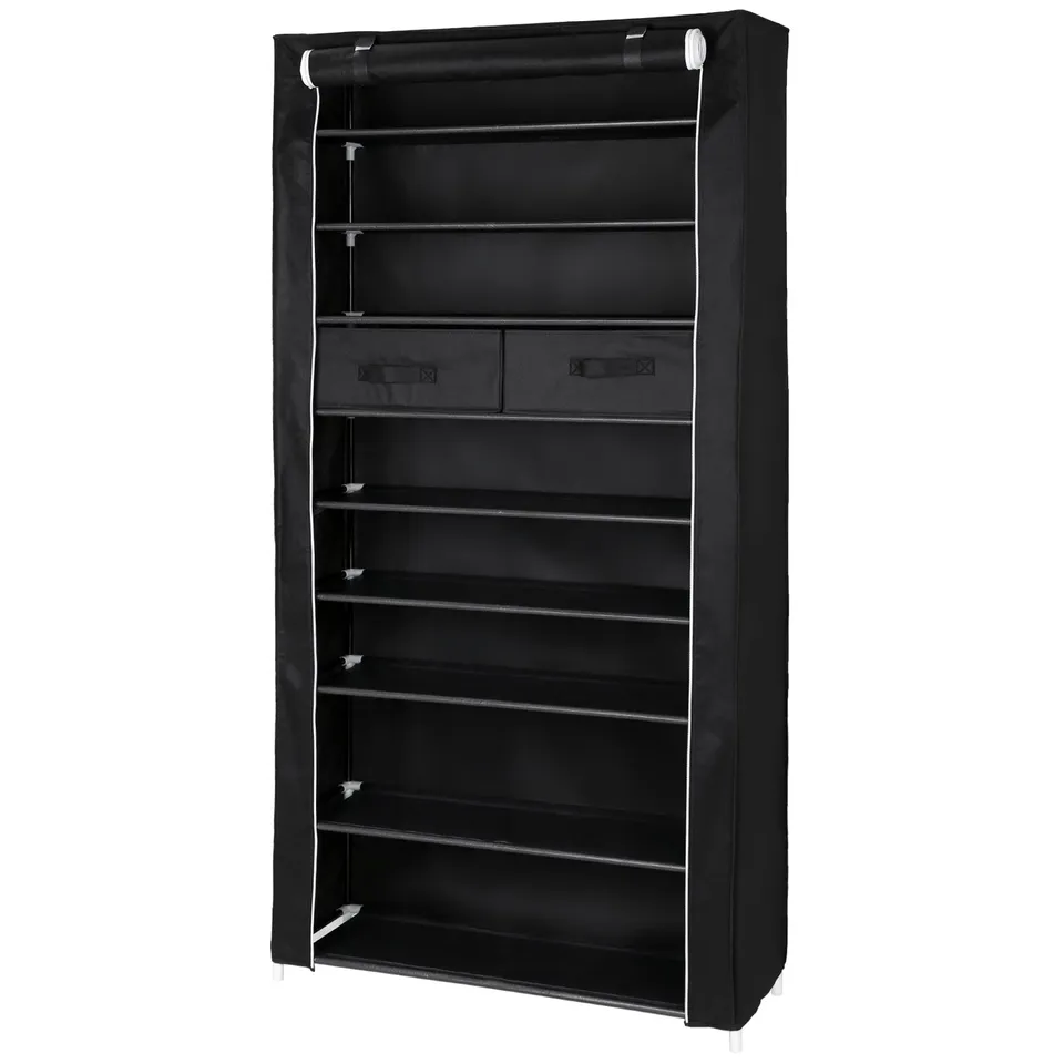 Songmics RXA10H scarpiera 10 ripiani nero 88x28x175 cm antipolvere