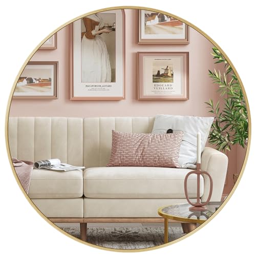 Songmics Berit LWM102A01 specchio rotondo 61 cm oro alluminio