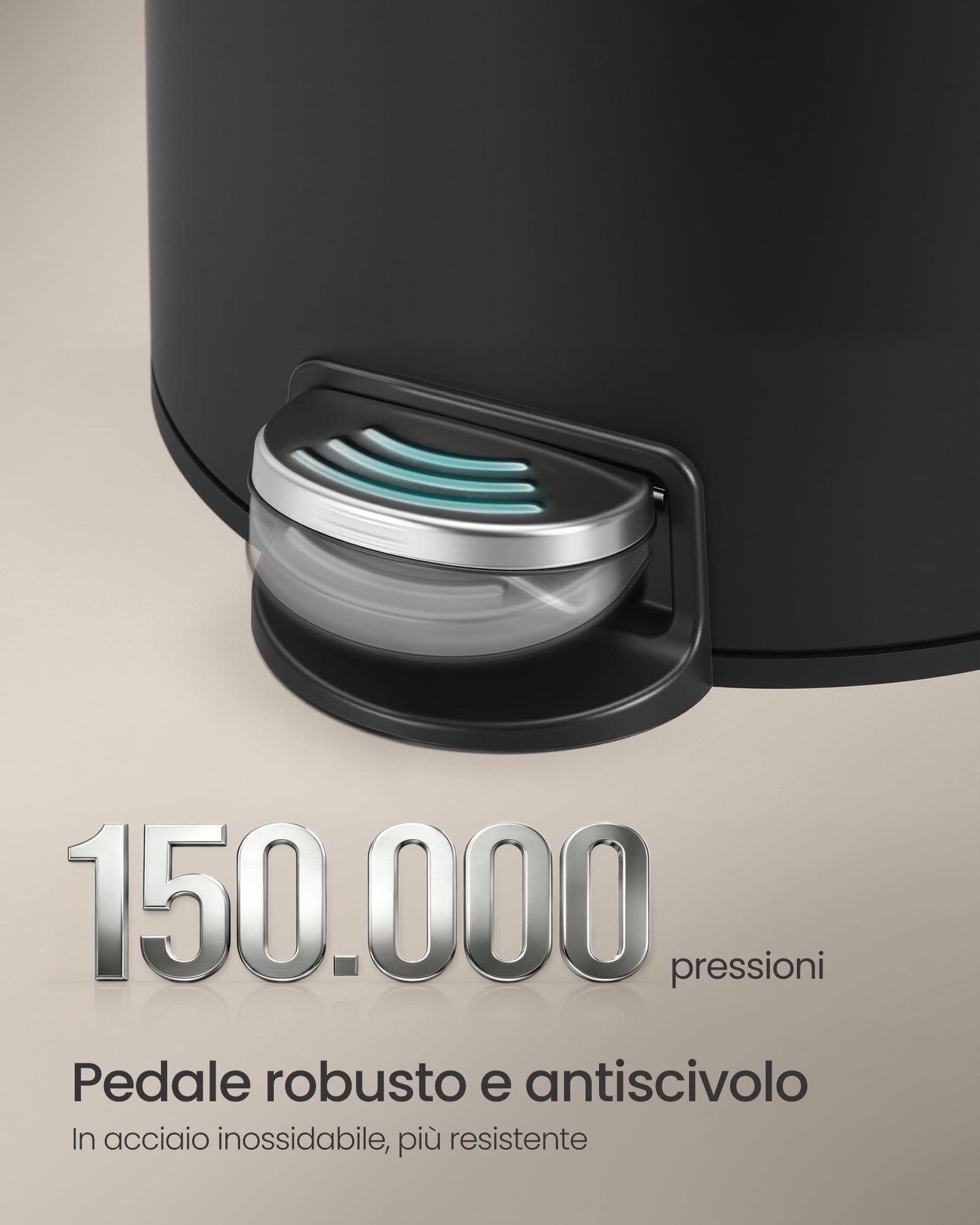 Songmics LTB031BZ02 pattumiera rotonda 30 L nero inchiostro acciaio