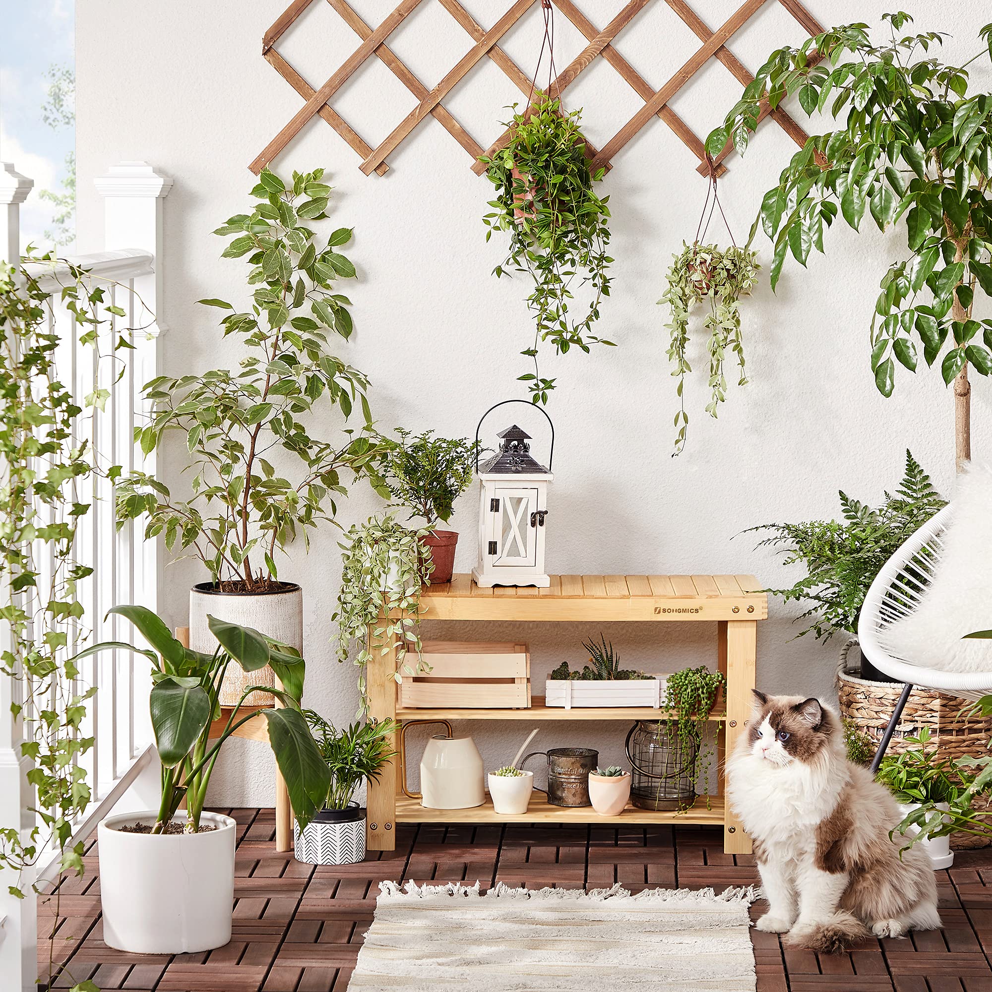 Songmics LBS04N Scarpiera 3 Livelli 70 cm Naturale