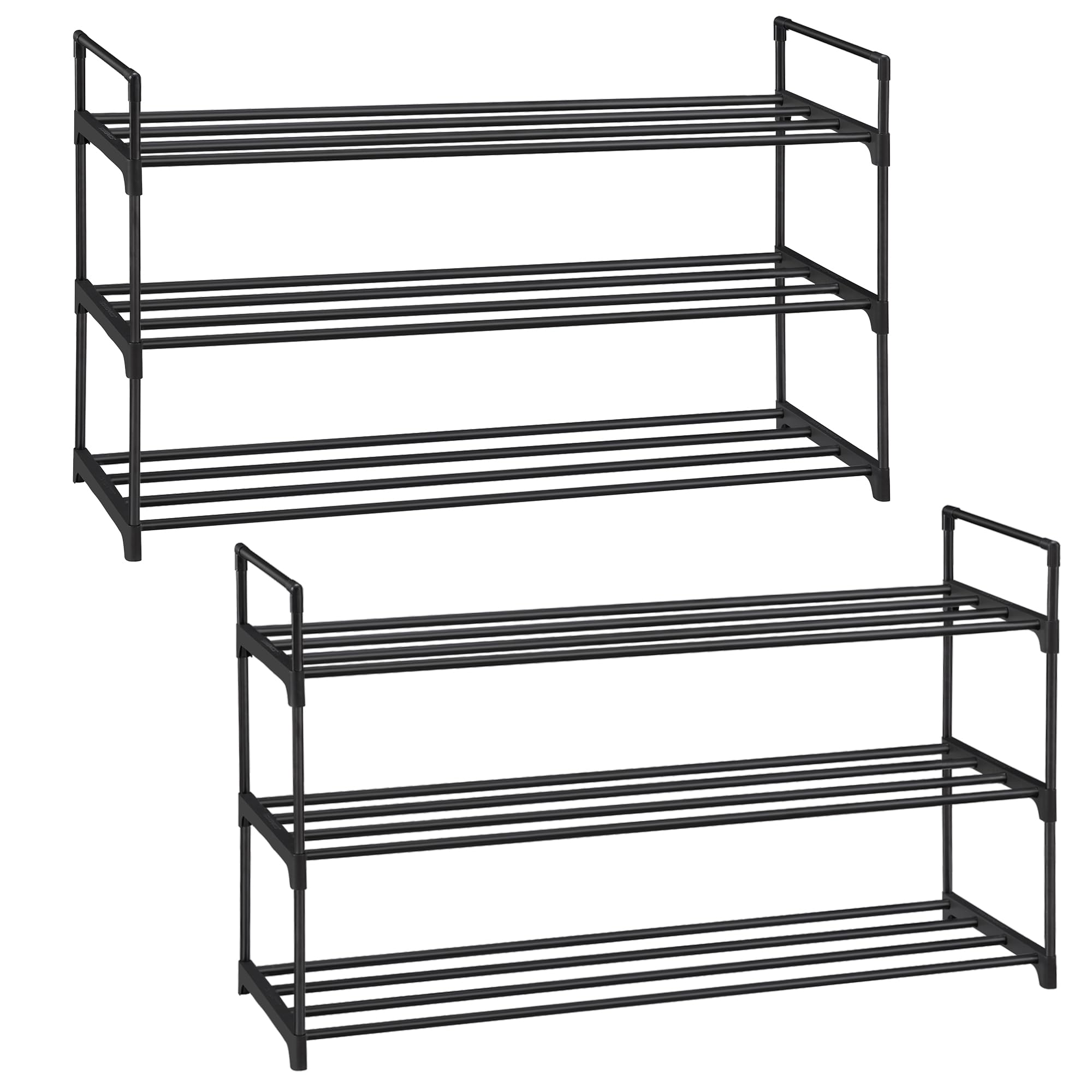 Songmics Scarpiera 3 Ripiani Portascarpe Metallo Set 2 Pezzi Salvaspazio