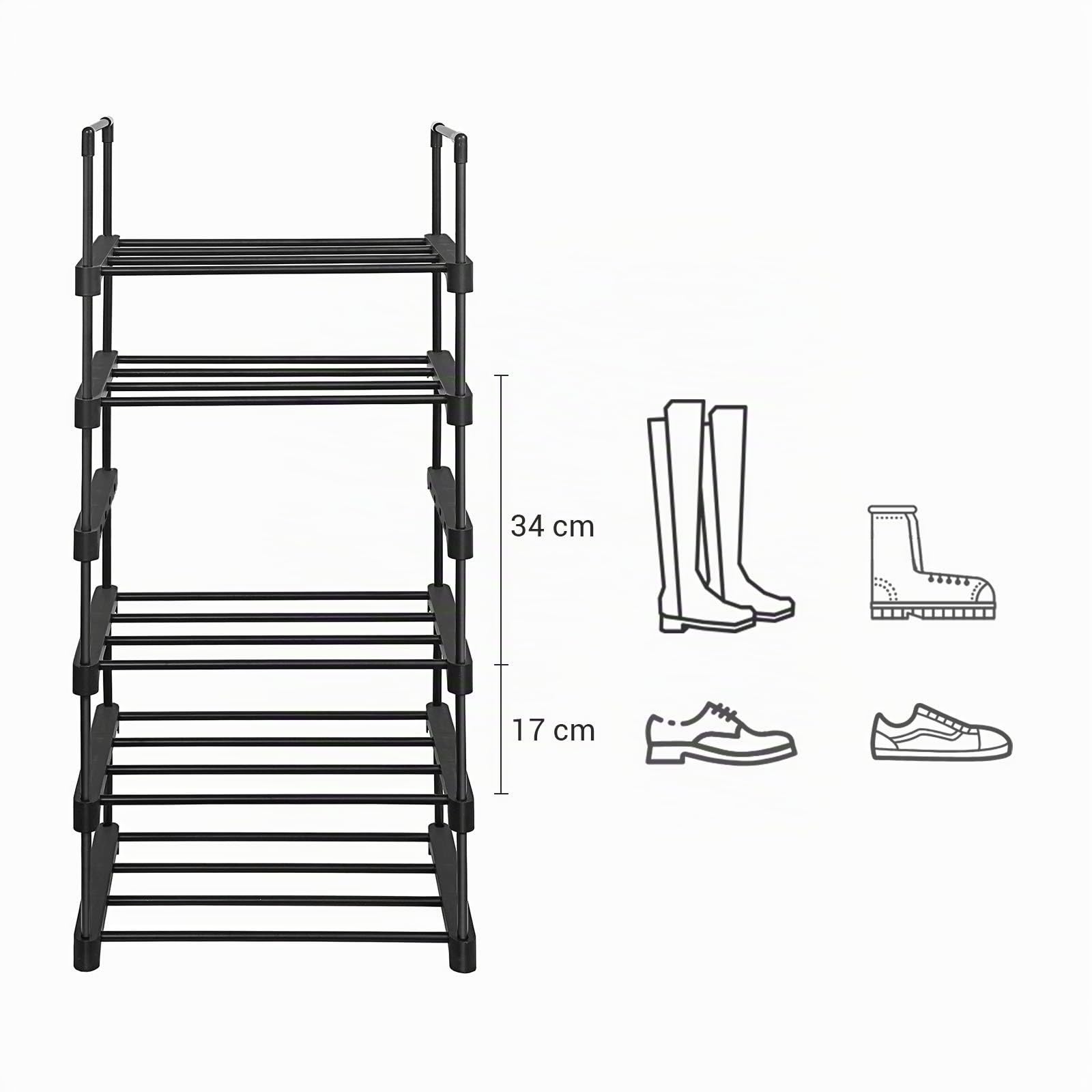 Songmics LSA23BK scarpiera 6 ripiani 45x30x106 cm nero metallo