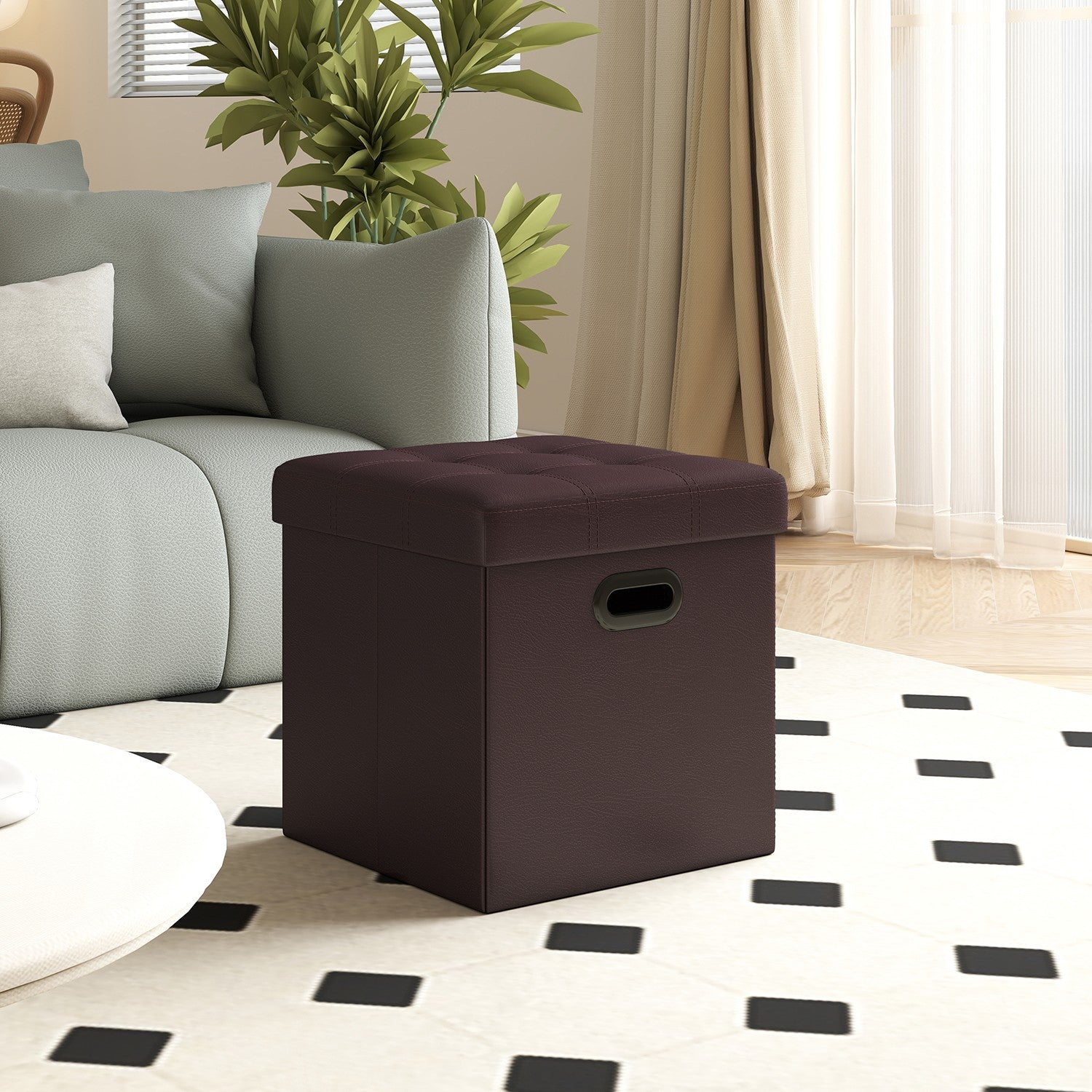 Songmics ULSF30Z Pouf Contenitore 38 cm Marrone
