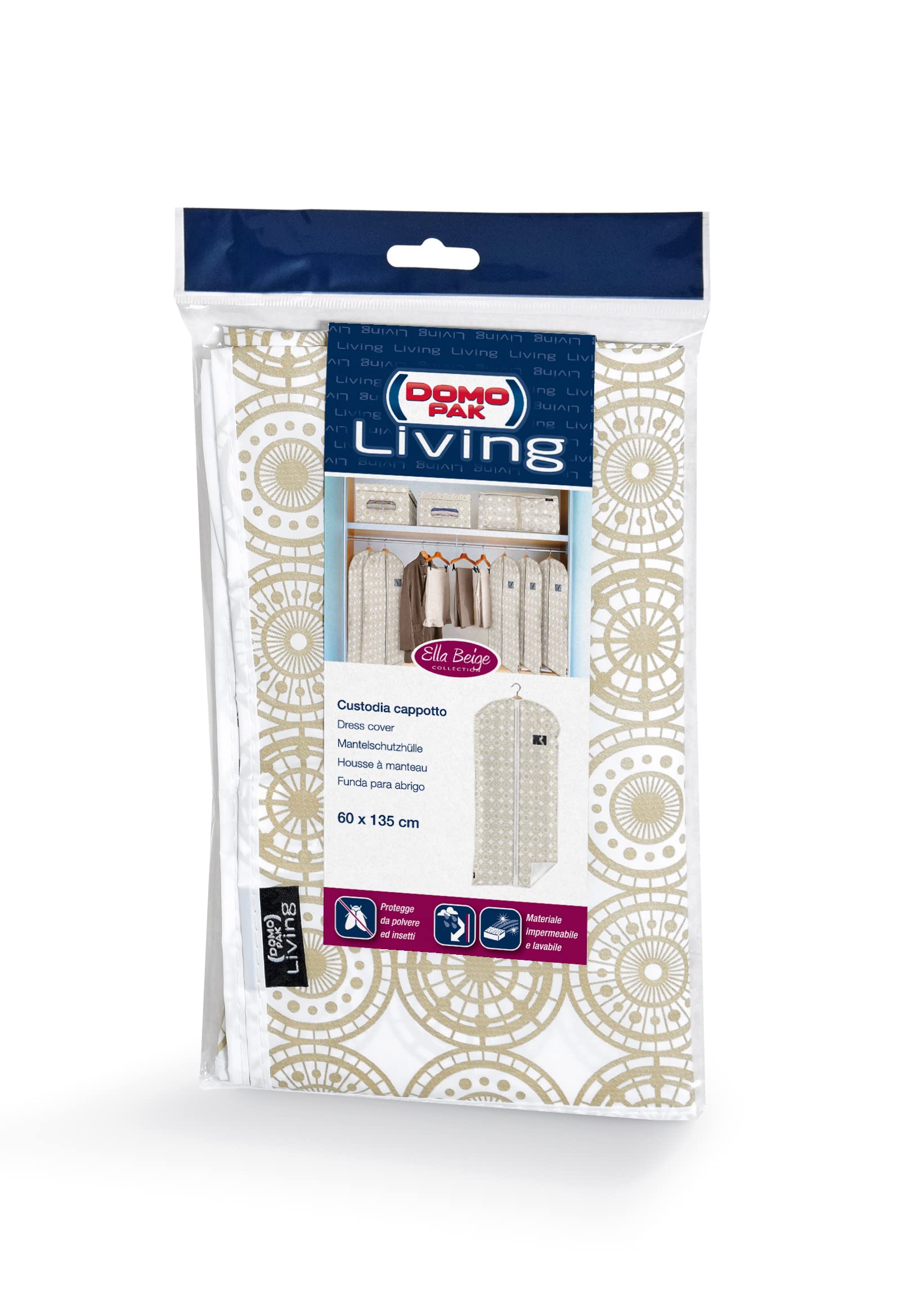 Domopak Living Ella copriabito beige 60x135 cm impermeabile