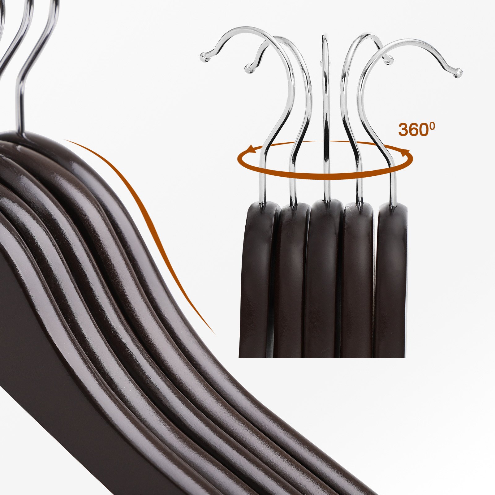 Songmics CRW05K-20 grucce legno set 20 pezzi marrone scuro antiscivolo
