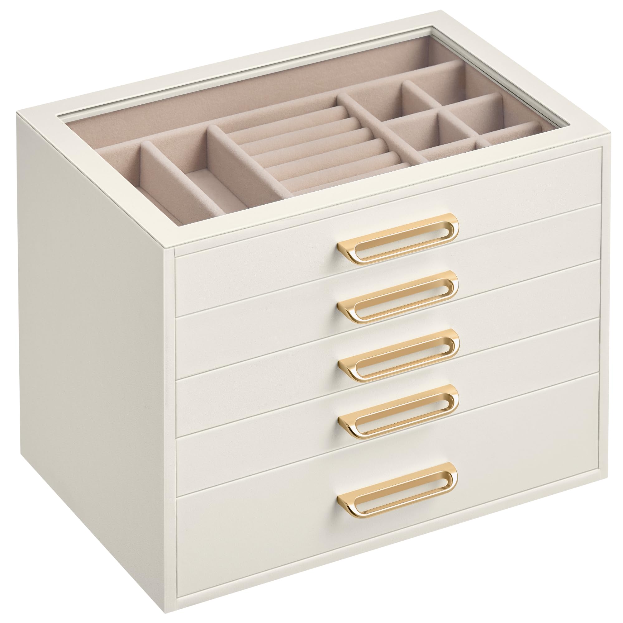 Songmics JBC206WD01 portagioie 3 livelli bianco vetro
