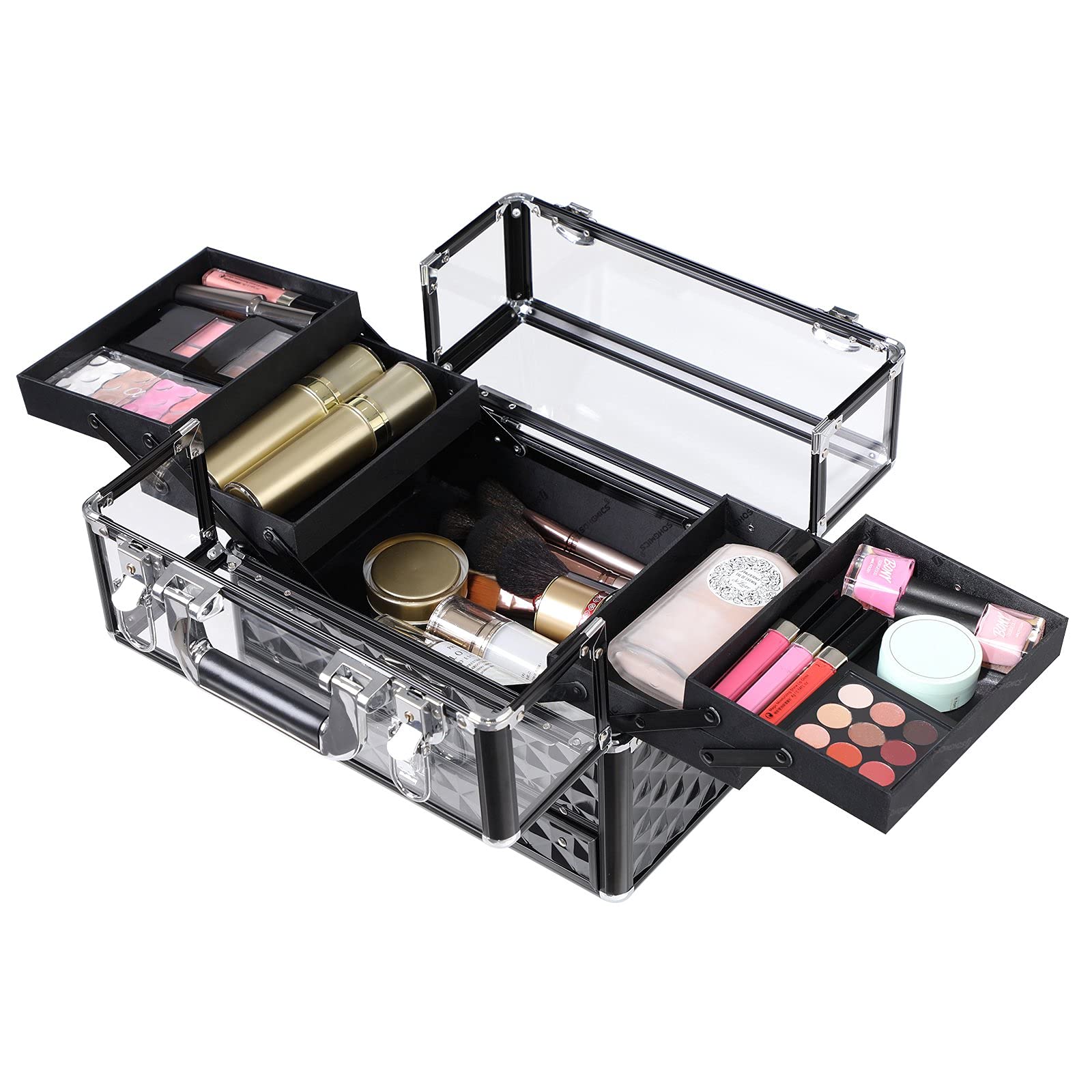 Songmics JBC318B Beauty Case Valigetta Trucco Nero Alluminio