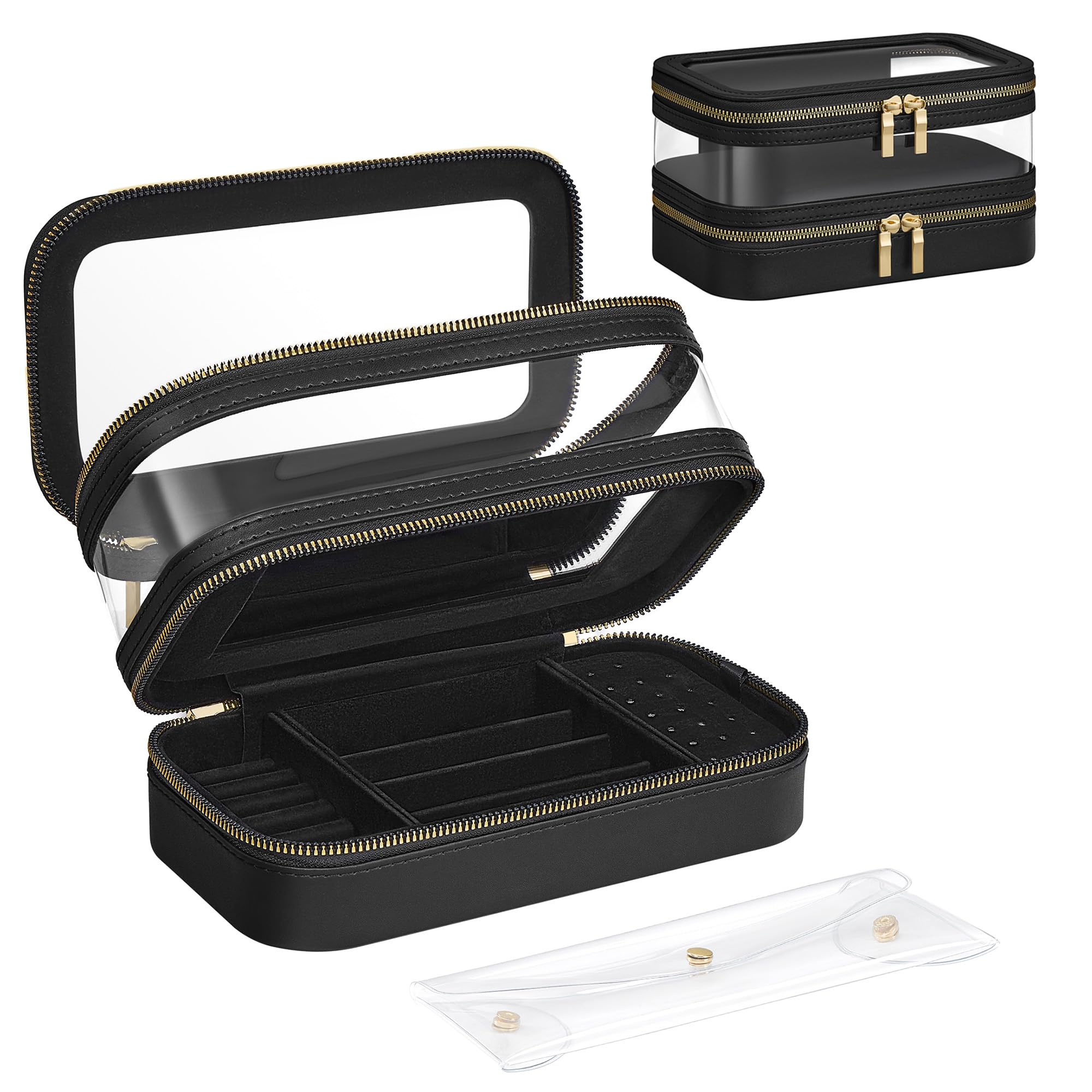 Songmics JKA026B01 beauty case viaggio nero inchiostro con specchio