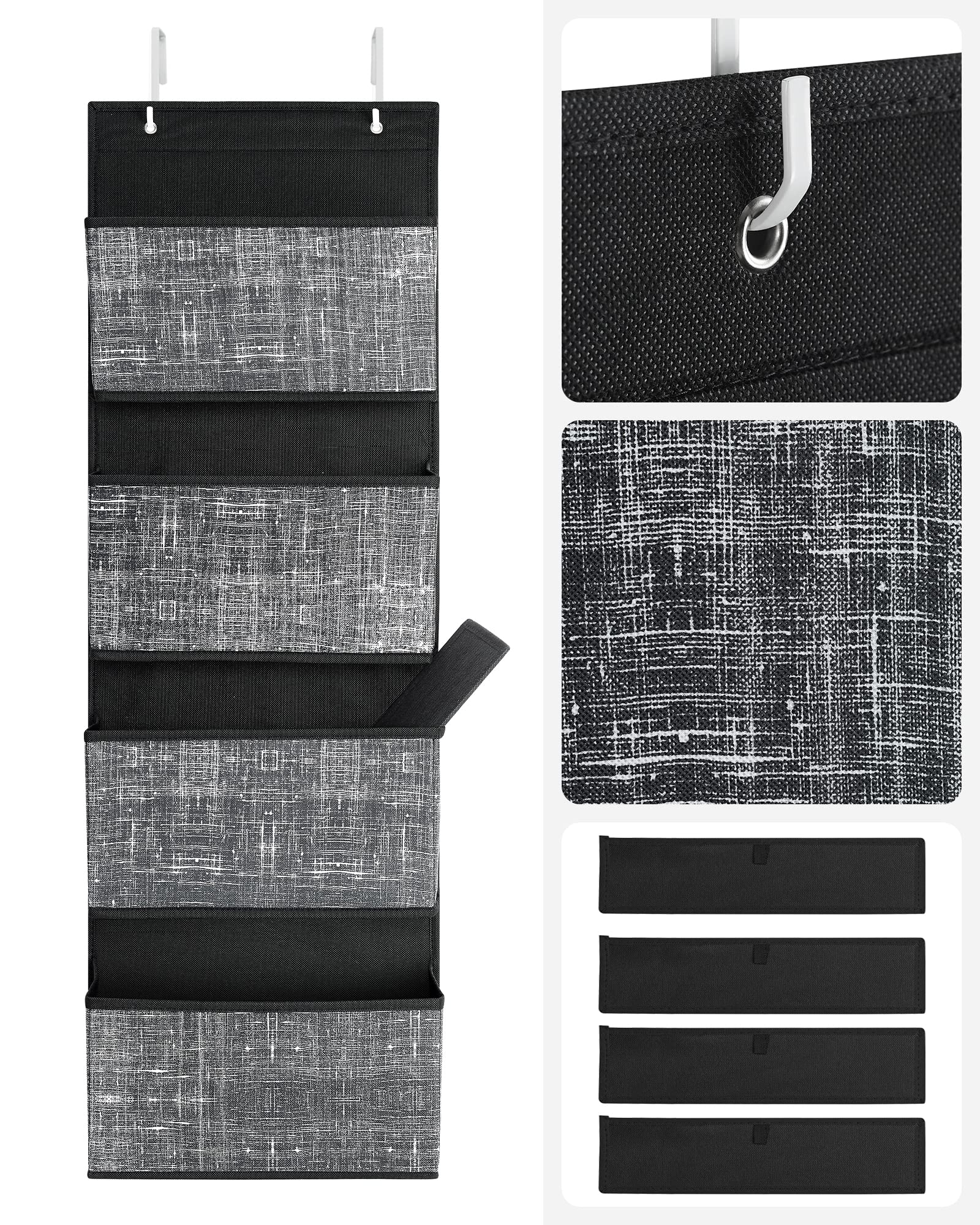 Songmics RDH004B11 Organizer Appeso 4 Ripiani Nero 100 cm