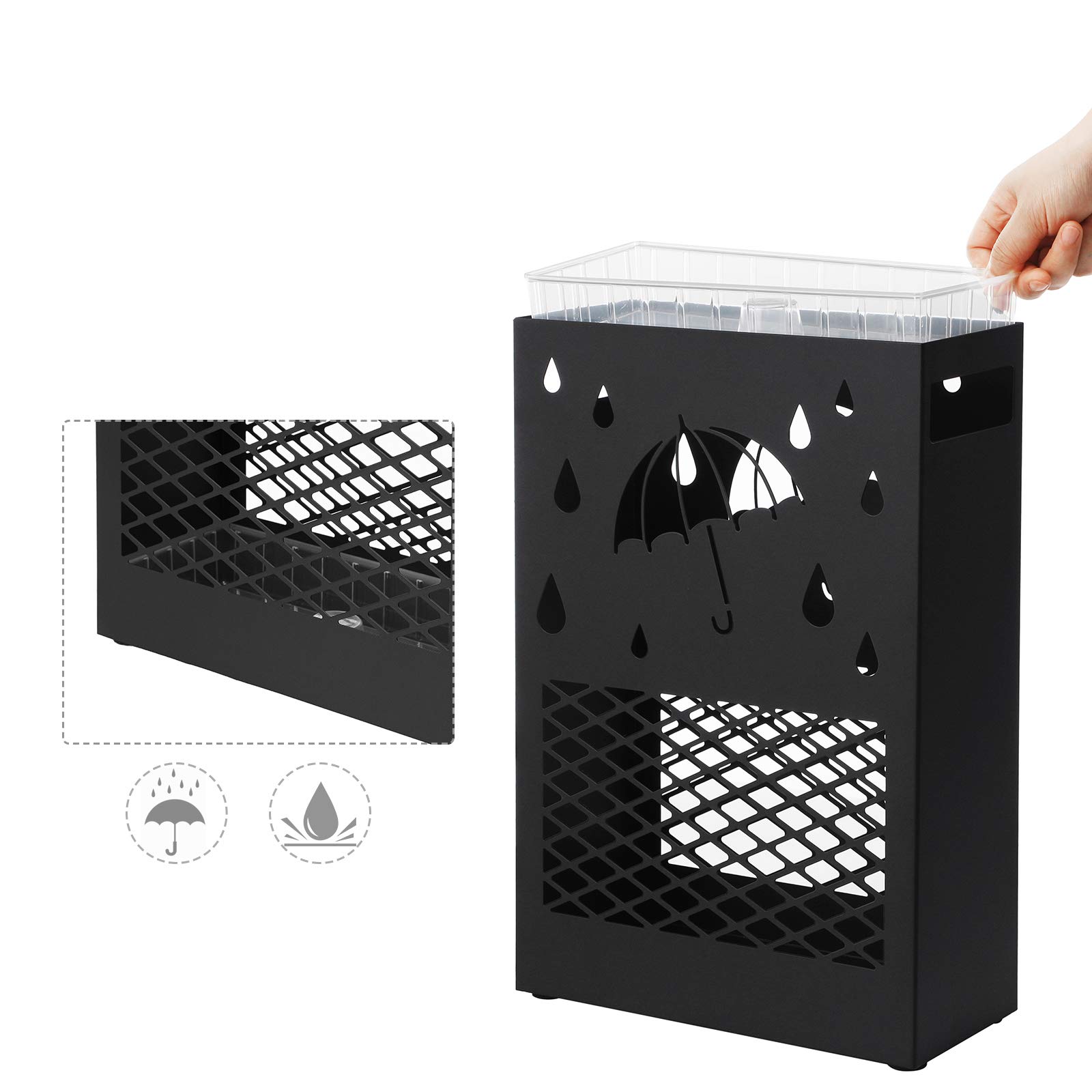 Songmics LUC004B01 portaombrelli nero 28x12x41 cm scolapioggia