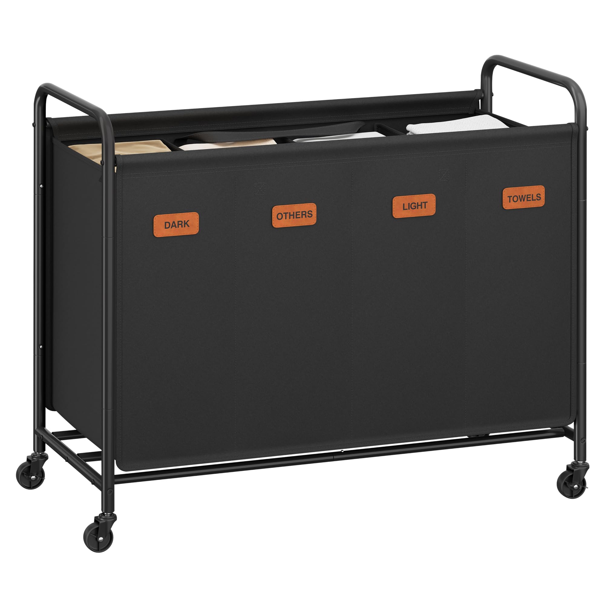 Songmics RLS330B01 carrello portabiancheria 3 scomparti 170L