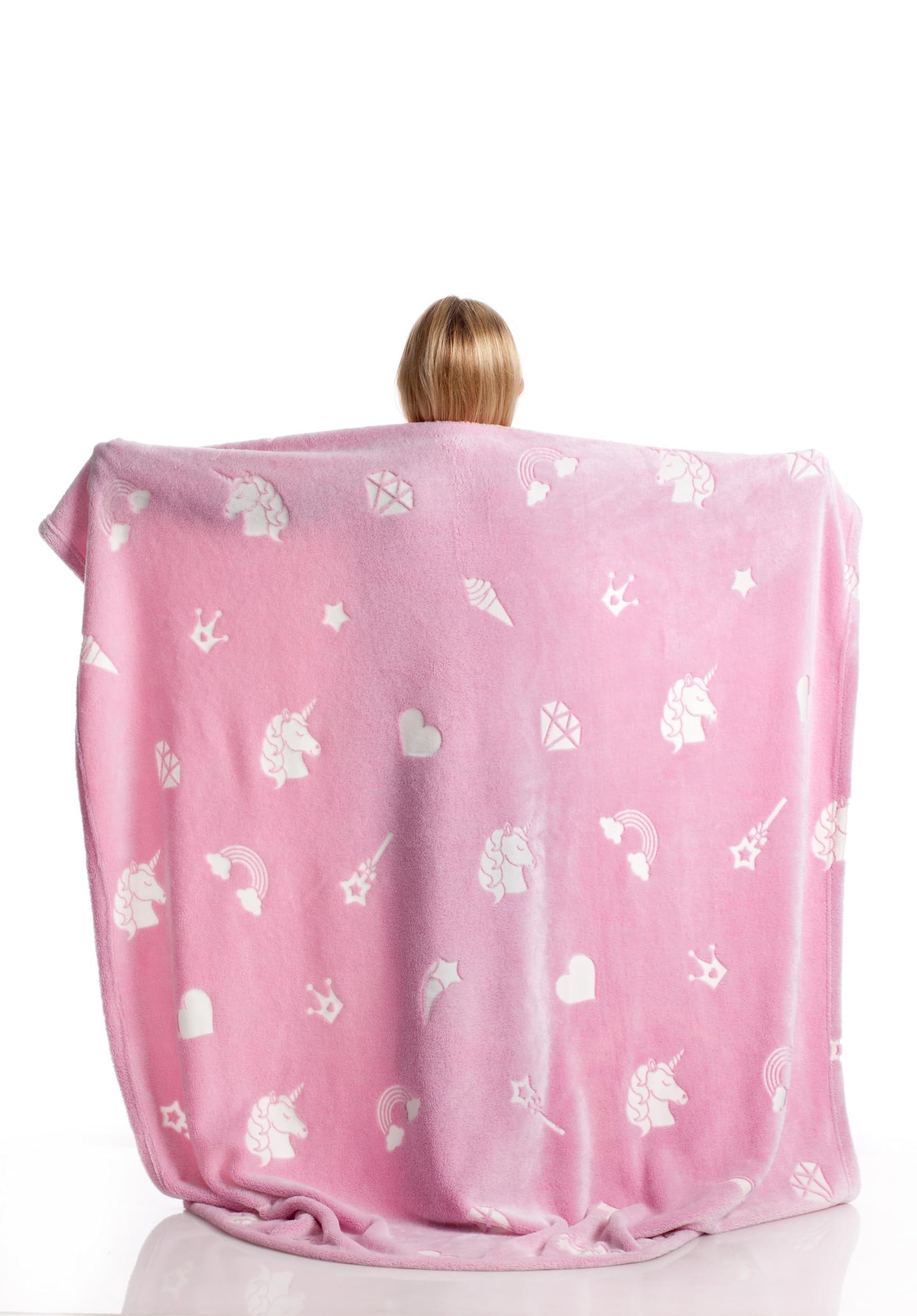 Lavatelli Kanguru Glow plaid pile 130x150 cm rosa unicorno fluo