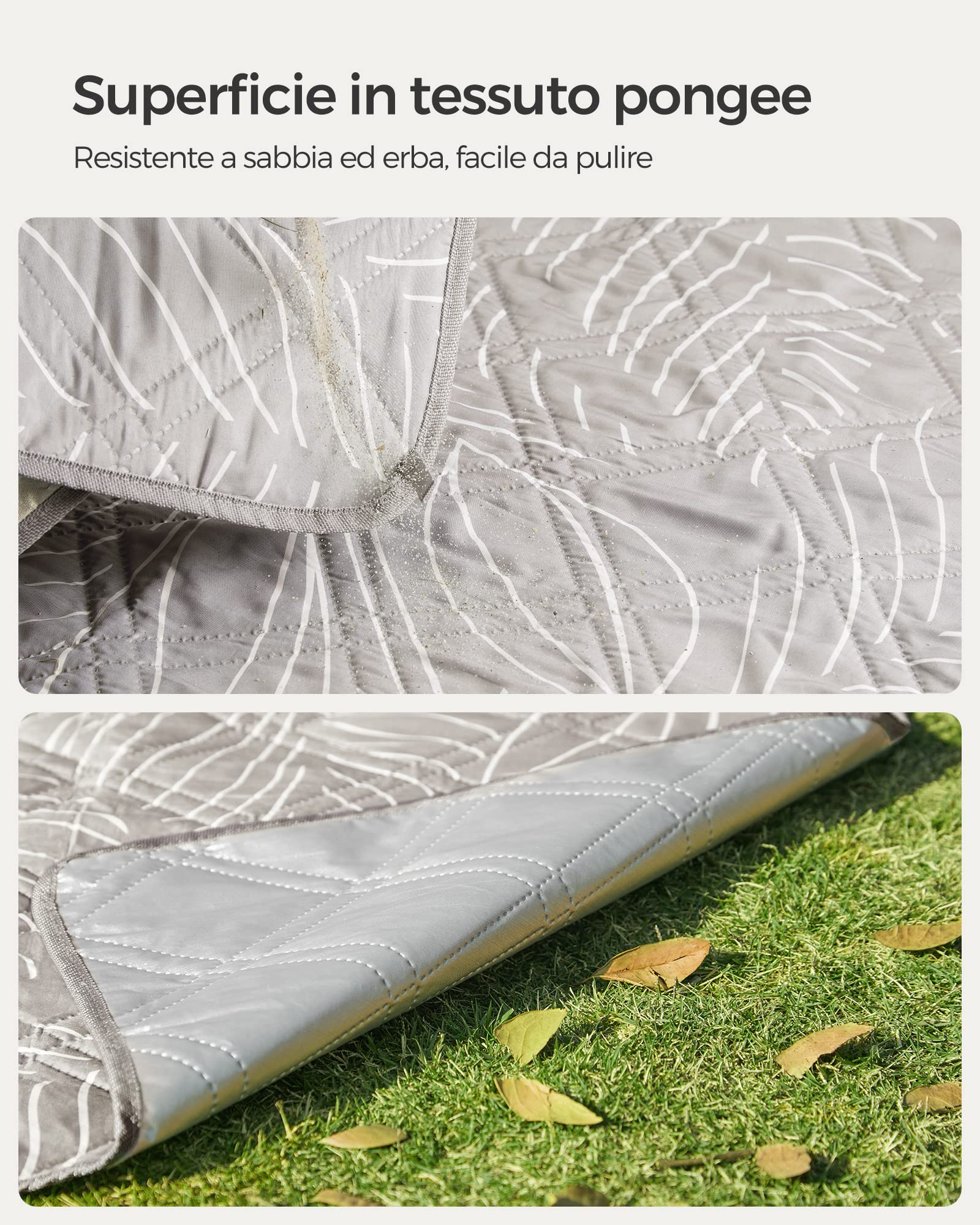 Songmics GCM010B02 Coperta Picnic Beige 200x200 cm 4 Strati