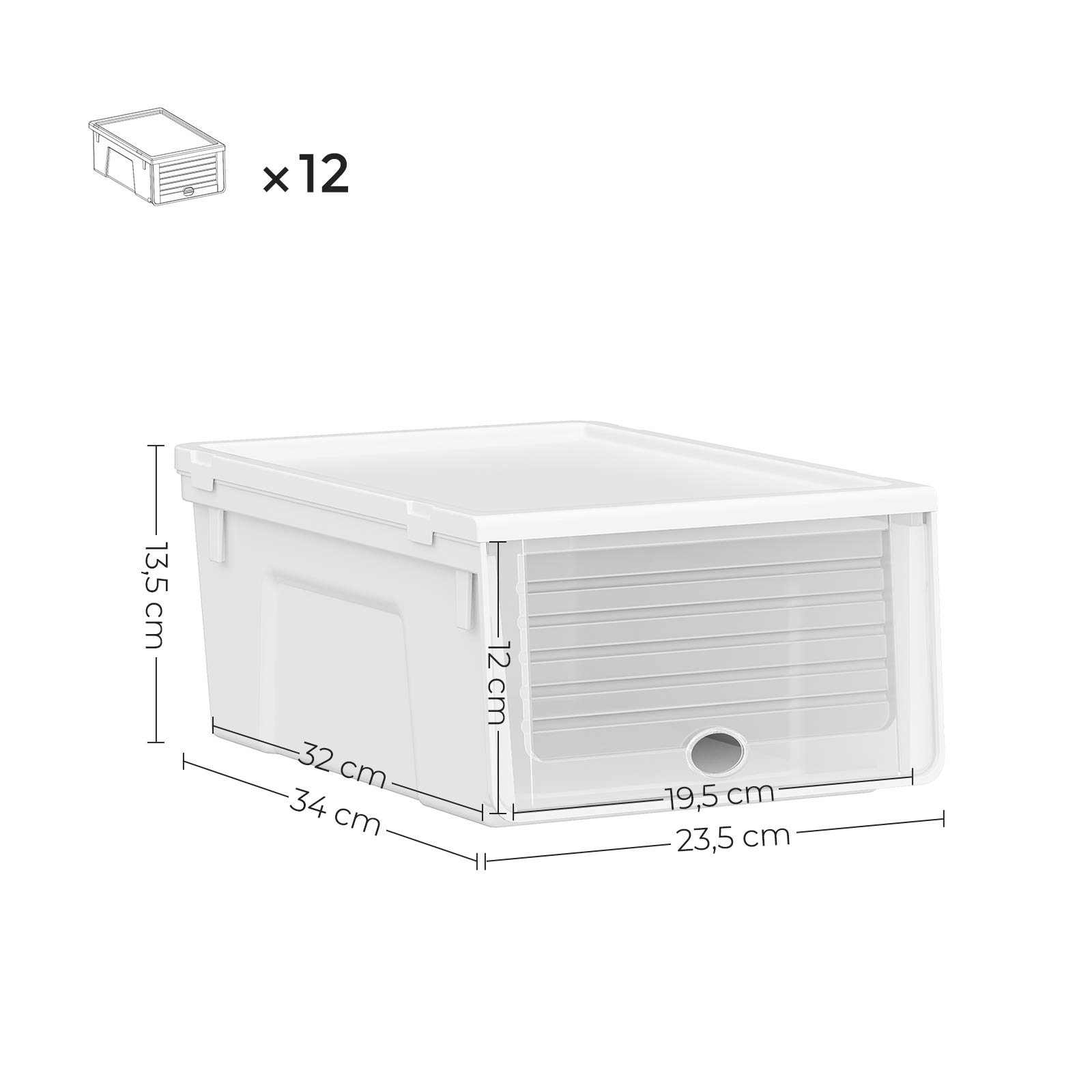 Songmics LSP112W01 scatole per scarpe bianche set 12 impilabili