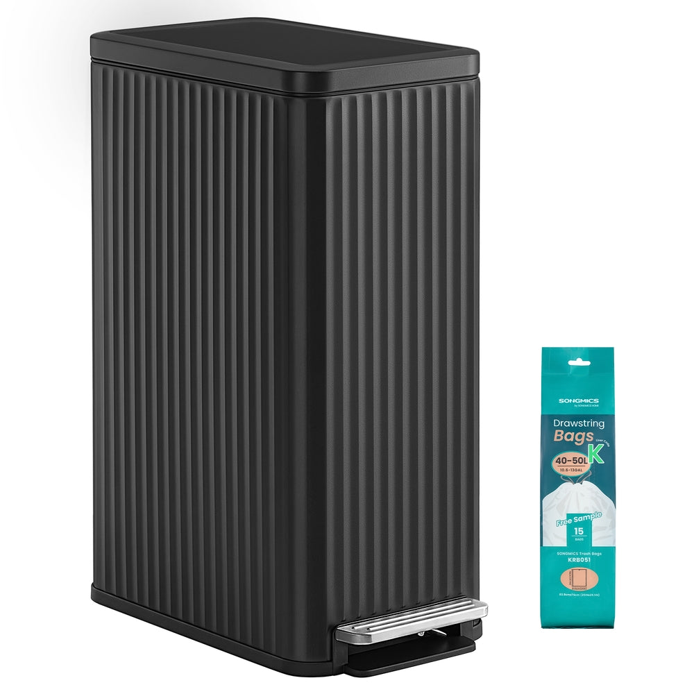 Songmics ULTB350EZ01 Pattumiera 50 L Acciaio Slim Pedale