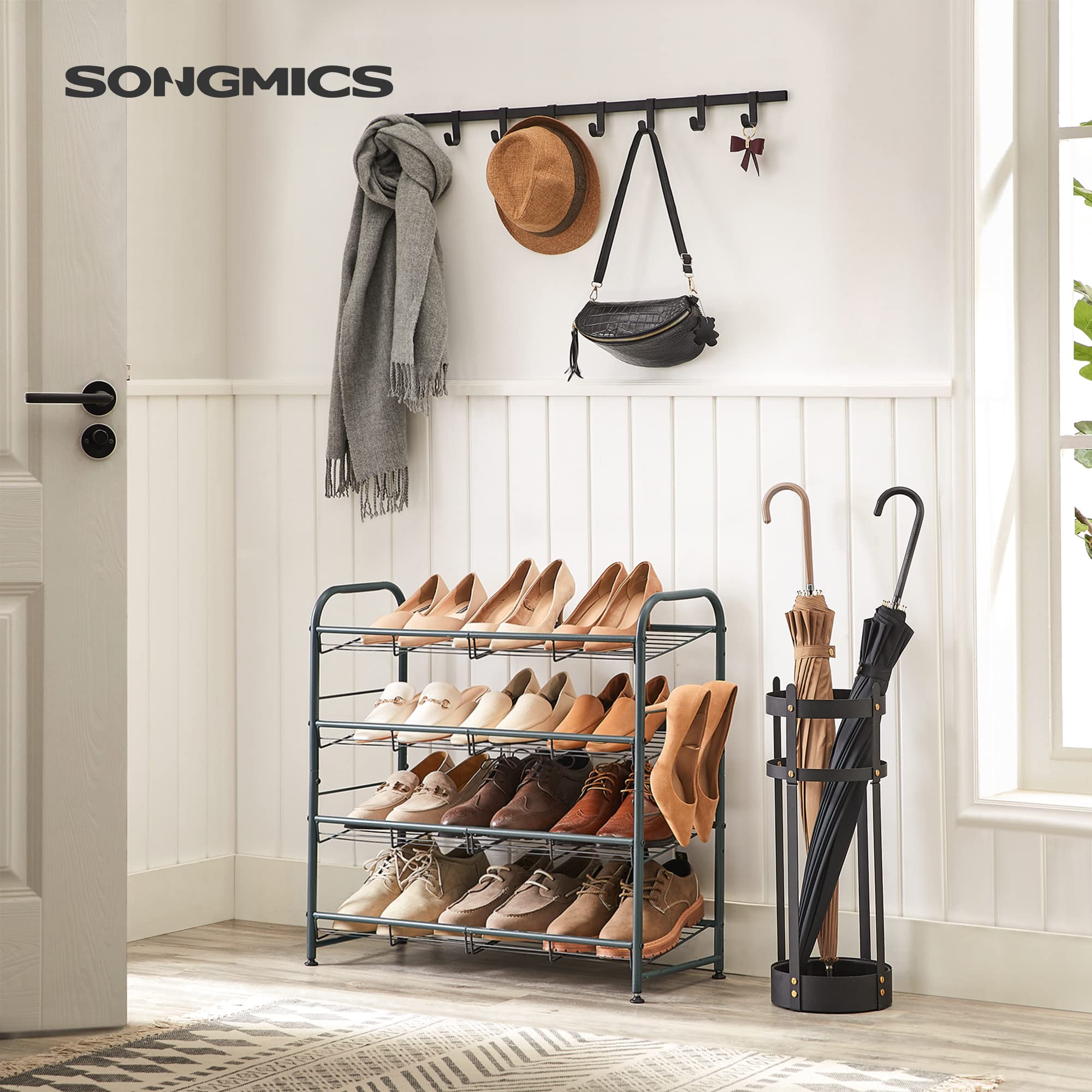 Songmics LMR067G01 scarpiera grigia 4 ripiani 68,5 cm acciaio