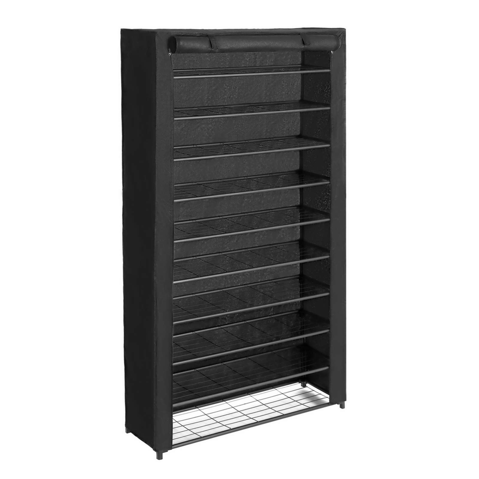 Songmics LSM36BK Scarpiera 10 Ripiani Nero con Telo