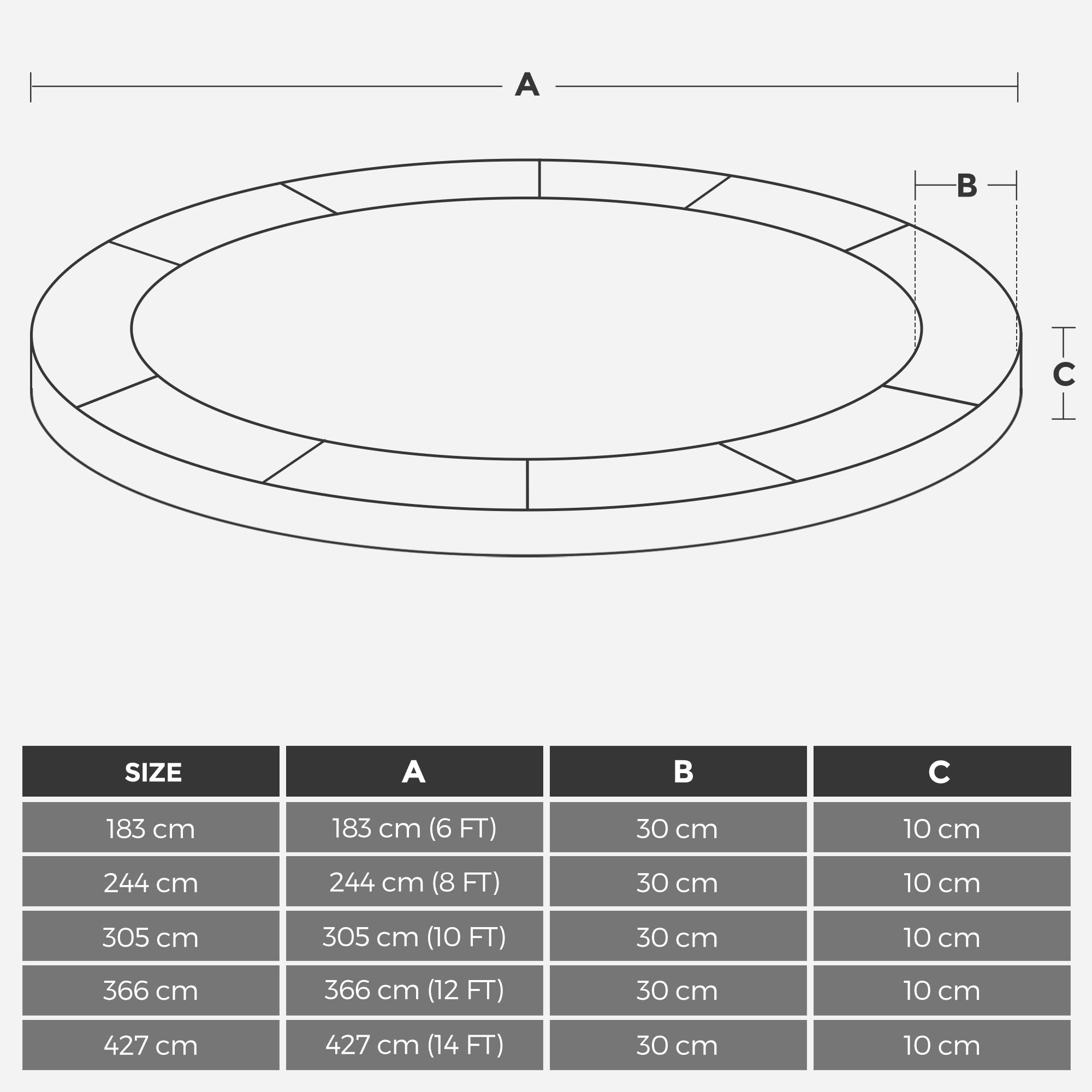 Songmics protezione trampolino 305 cm blu coprimolle