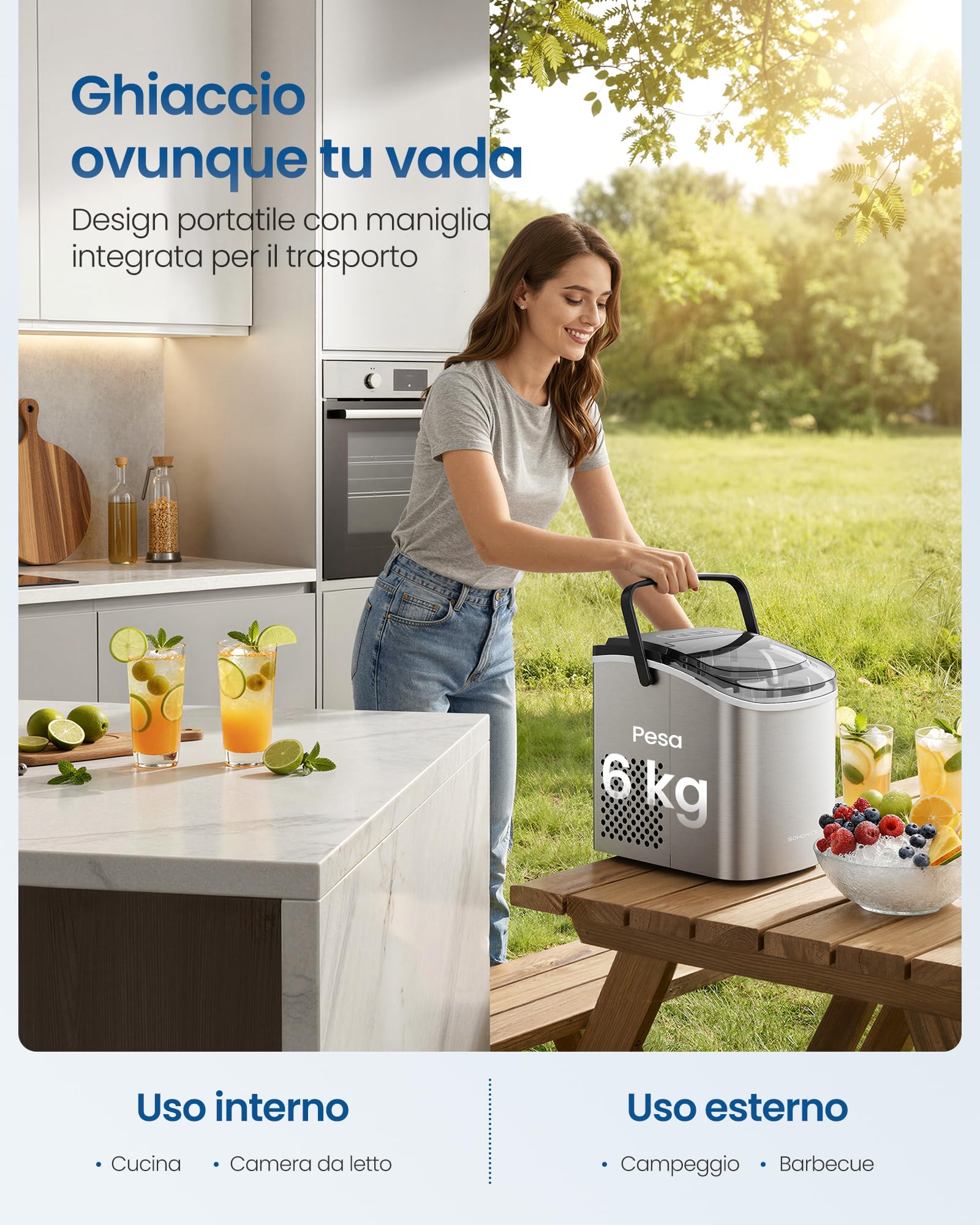 Songmics XZB001E1EU macchina del ghiaccio grigio portatile