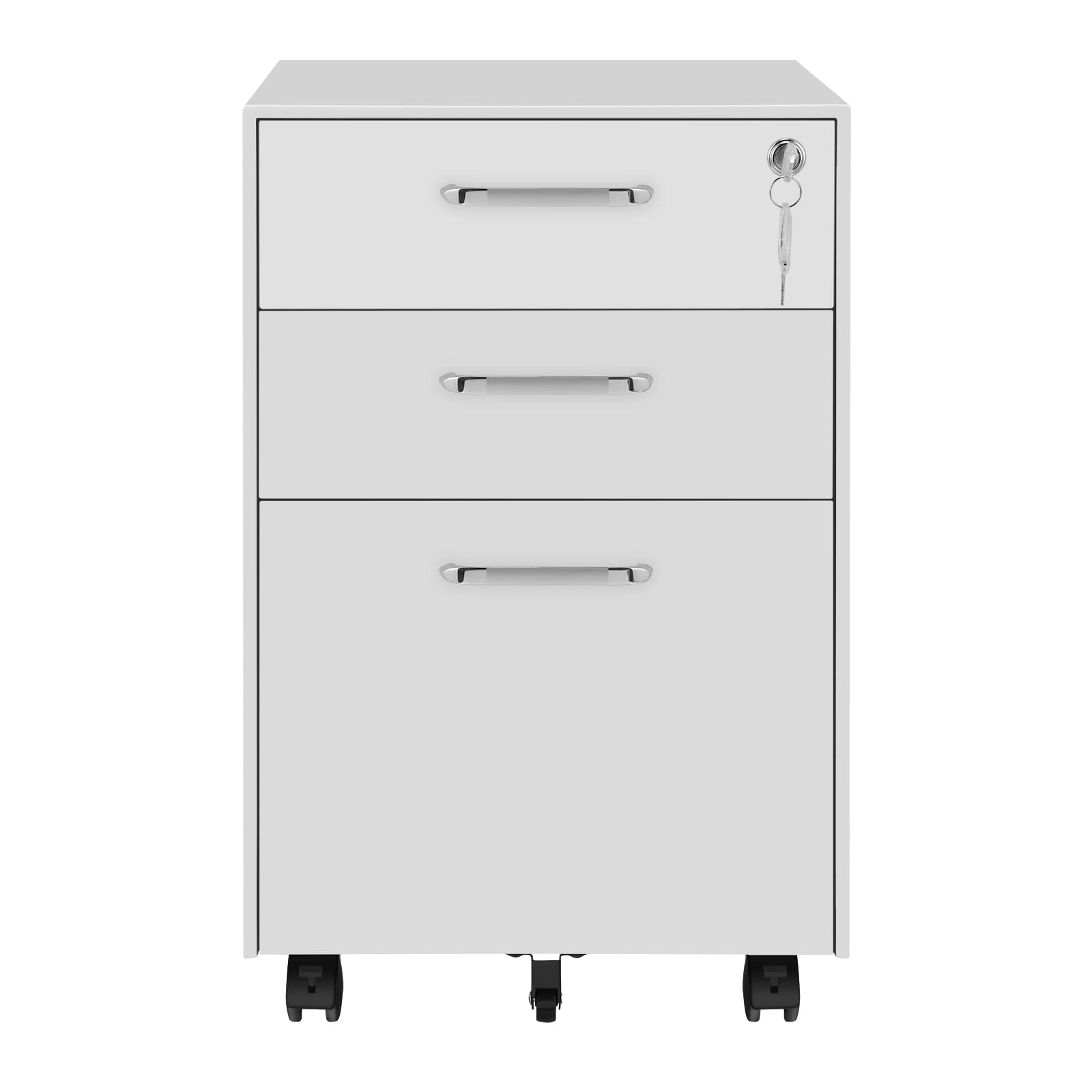 Songmics OFC010W01 cassettiera ufficio 3 cassetti bianco acciaio