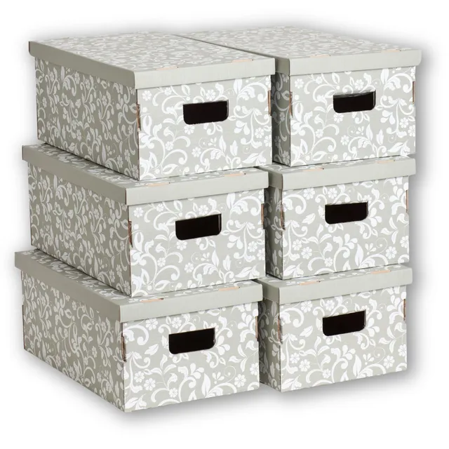 Lavatelli Flowers set 6 scatole cartone grigio 29x51x20
