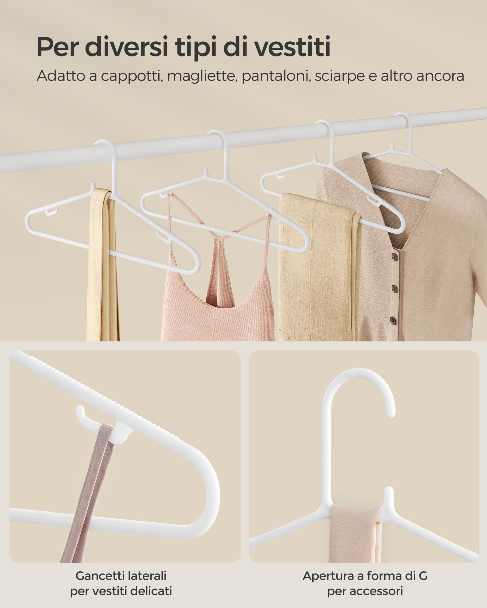 Songmics CRP009W30 Grucce Bianche 30 Pezzi Salvaspazio