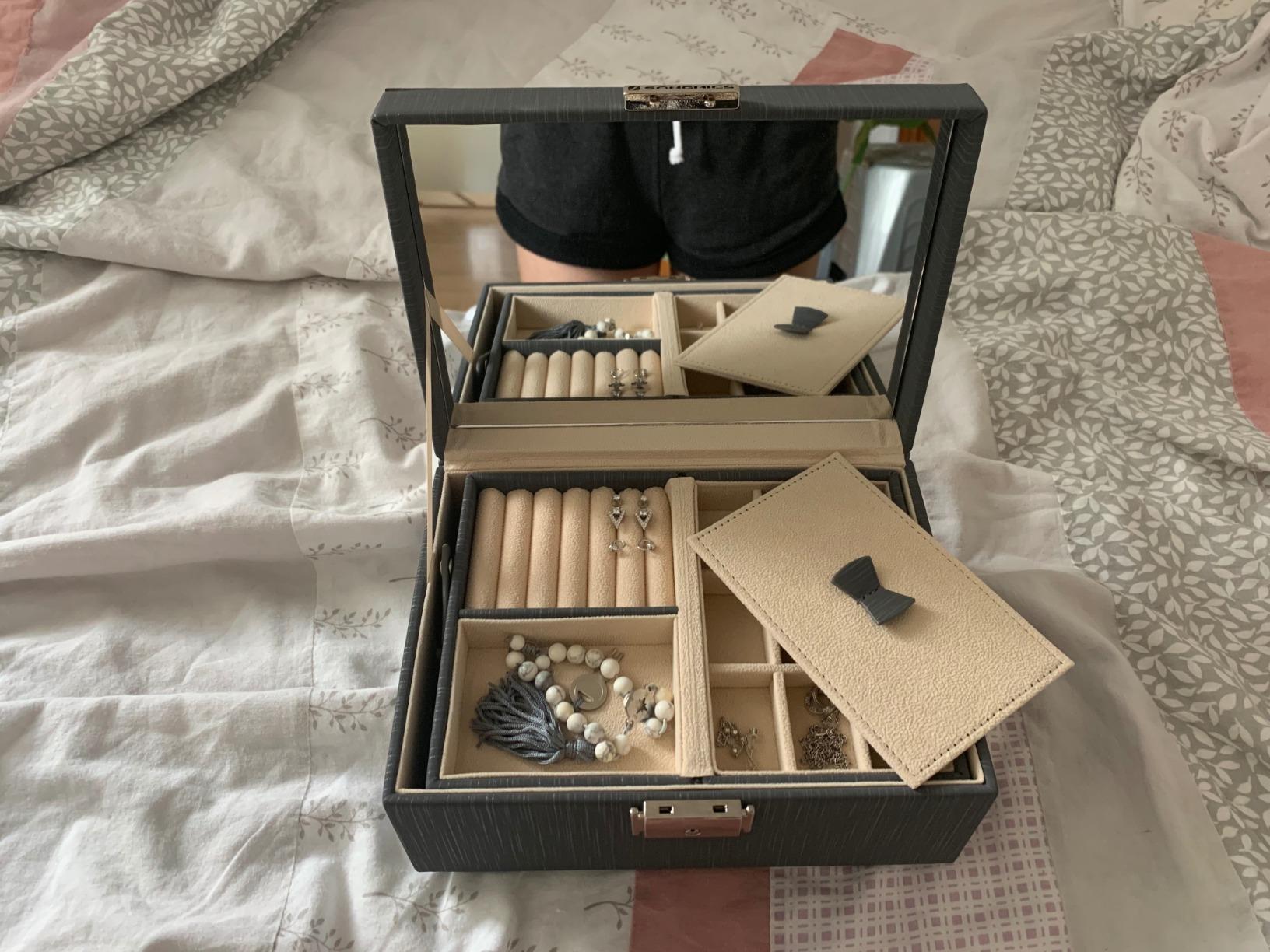 Songmics JBC232GY Portagioie 2 Livelli Grigio con Serratura
